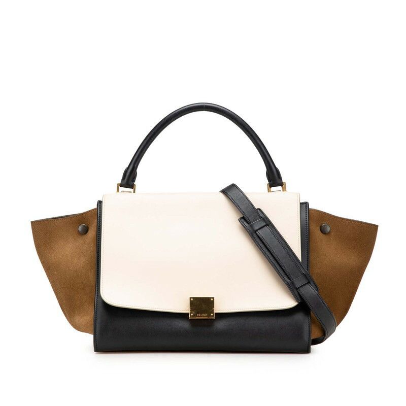 Celine Celine Trapeze Leather Suede 2Way Bag Leather Shoulder Bag in Black, Women's