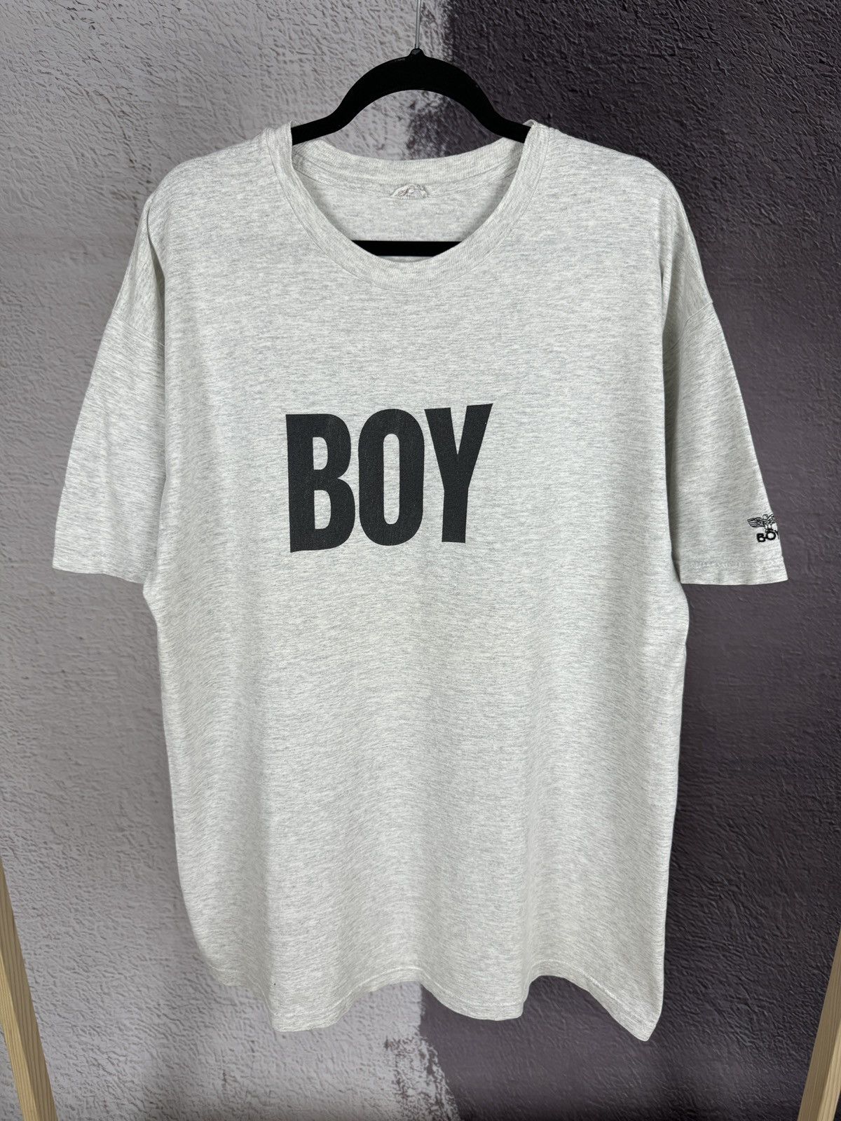 Boy London Hanes Boy London Vintage 90s grey big logo tee shirt Size US XL / EU 56 / 4 - 3 Thumbnail