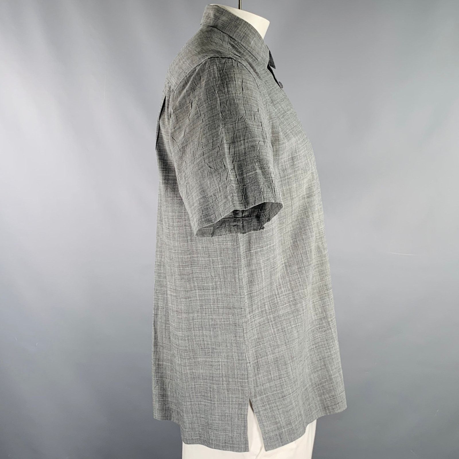 Issey Miyake Size L Grey Heather Polyester Linen Short Sleeve Shirt Size US L / EU 52-54 / 3 - 2 Thumbnail