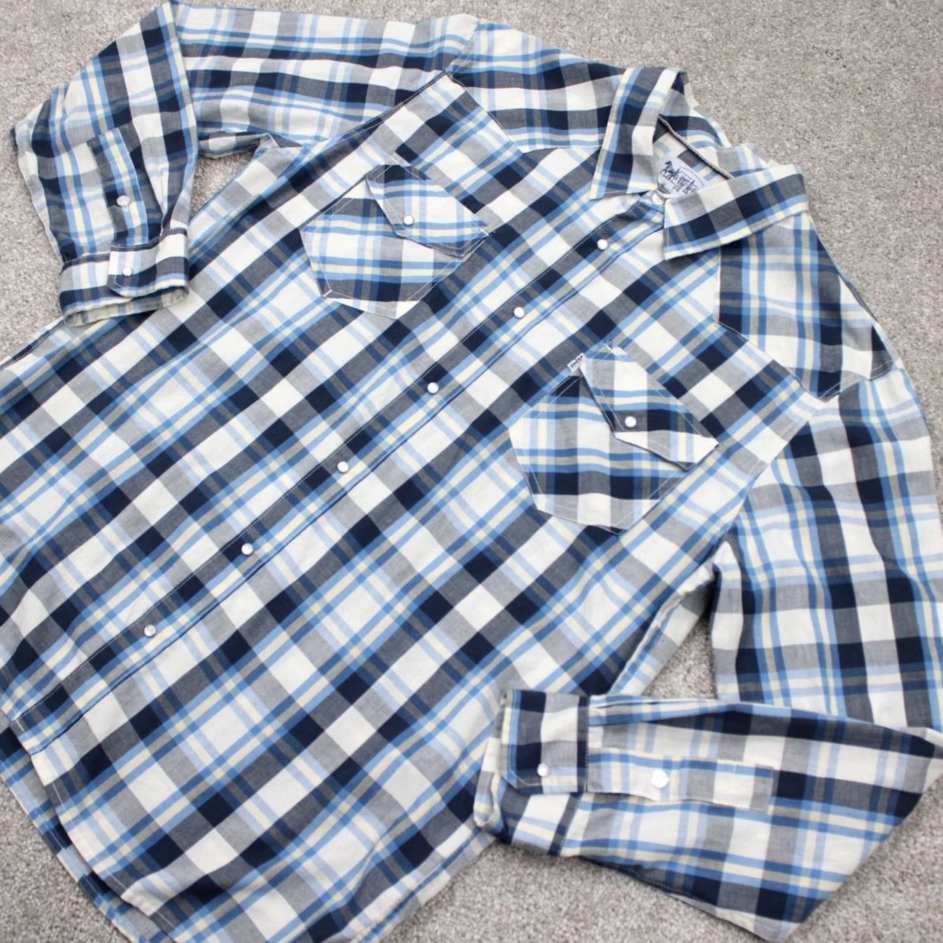 Levi's Levi's Pearl Snap Shirt Mens XL Blue/White/Yellow Plaid Western L/S Cowboy Size US XL / EU 56 / 4 - 3 Thumbnail