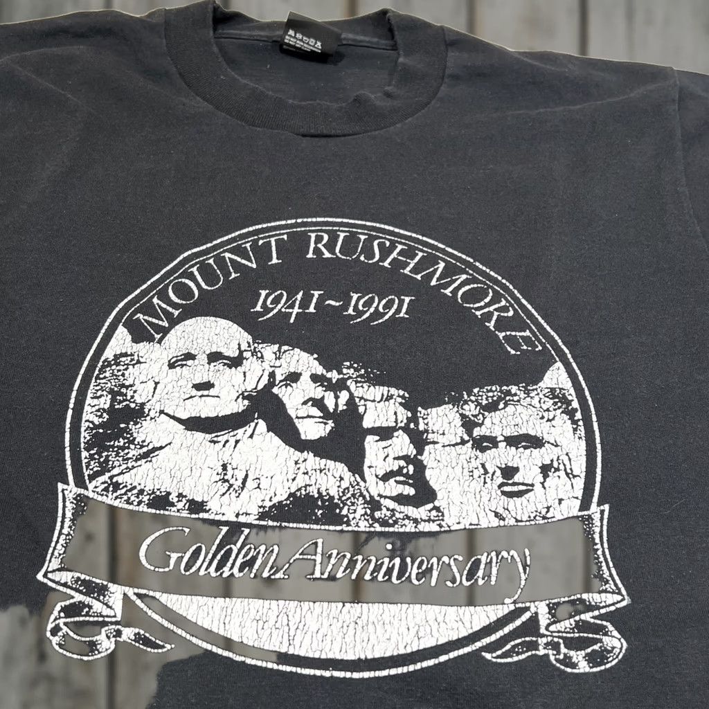 Vintage VINTAGE Mount Rushmore T Shirt Men Large Black 90s Anniversary Single Stitch USA Screen Stars Graphic Tee Size US L / EU 52-54 / 3 - 1 Thumbnail