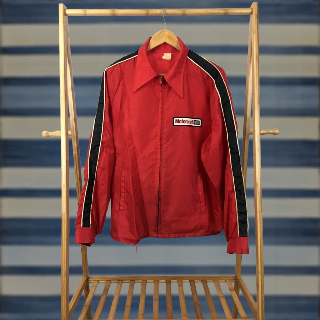 Vintage VINTAGE RARE 70s Motorcraft Ford Striped Tape Drag Racing Windbreaker Jacket Size L Red Men Jacket Size US L / EU 52-54 / 3 - 1 Thumbnail