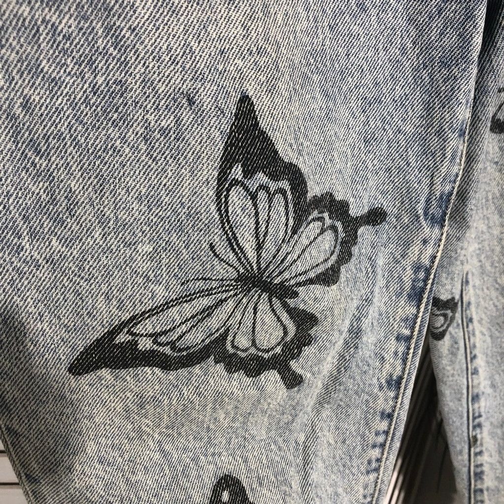 Pacsun Butterfly Jeans High Waisted Straight Leg Raw Hem Blue 26 Size 26" / US 2 / IT 38 - 12 Thumbnail