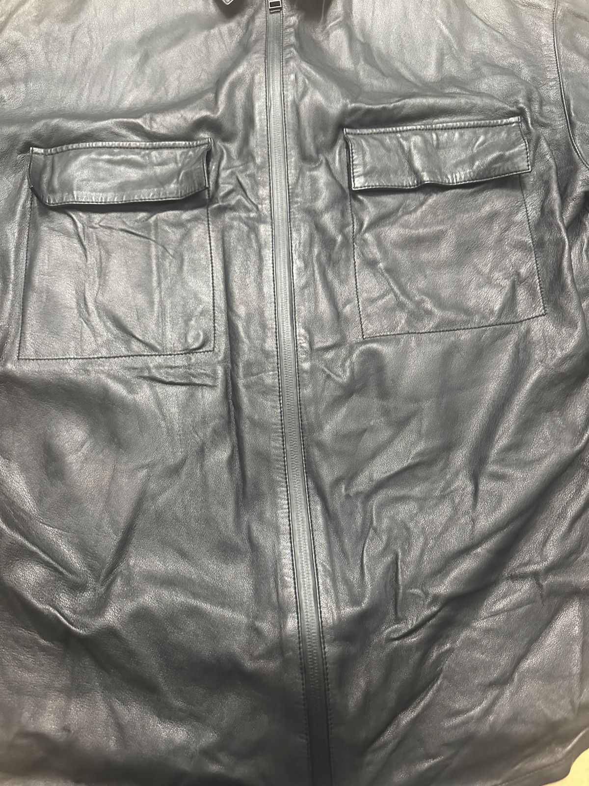 Frame Frame Men's Lambskin Leather Modern Short Sleeve Full Zip Size US XL / EU 56 / 4 - 5 Thumbnail