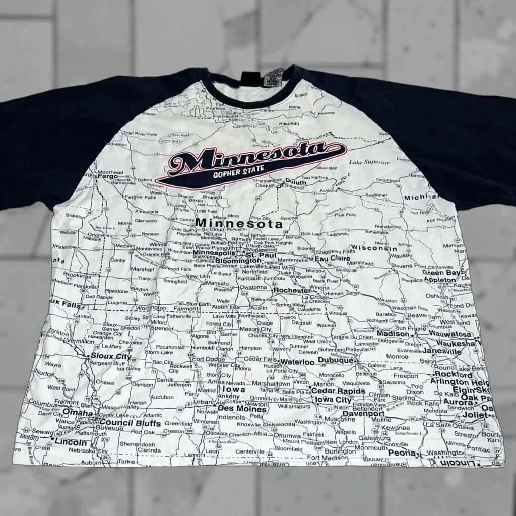 Vintage State Of Mind T-Shirt Mens XL Blue Minnesota Gopher State Map Size US XL / EU 56 / 4 - 1 Thumbnail