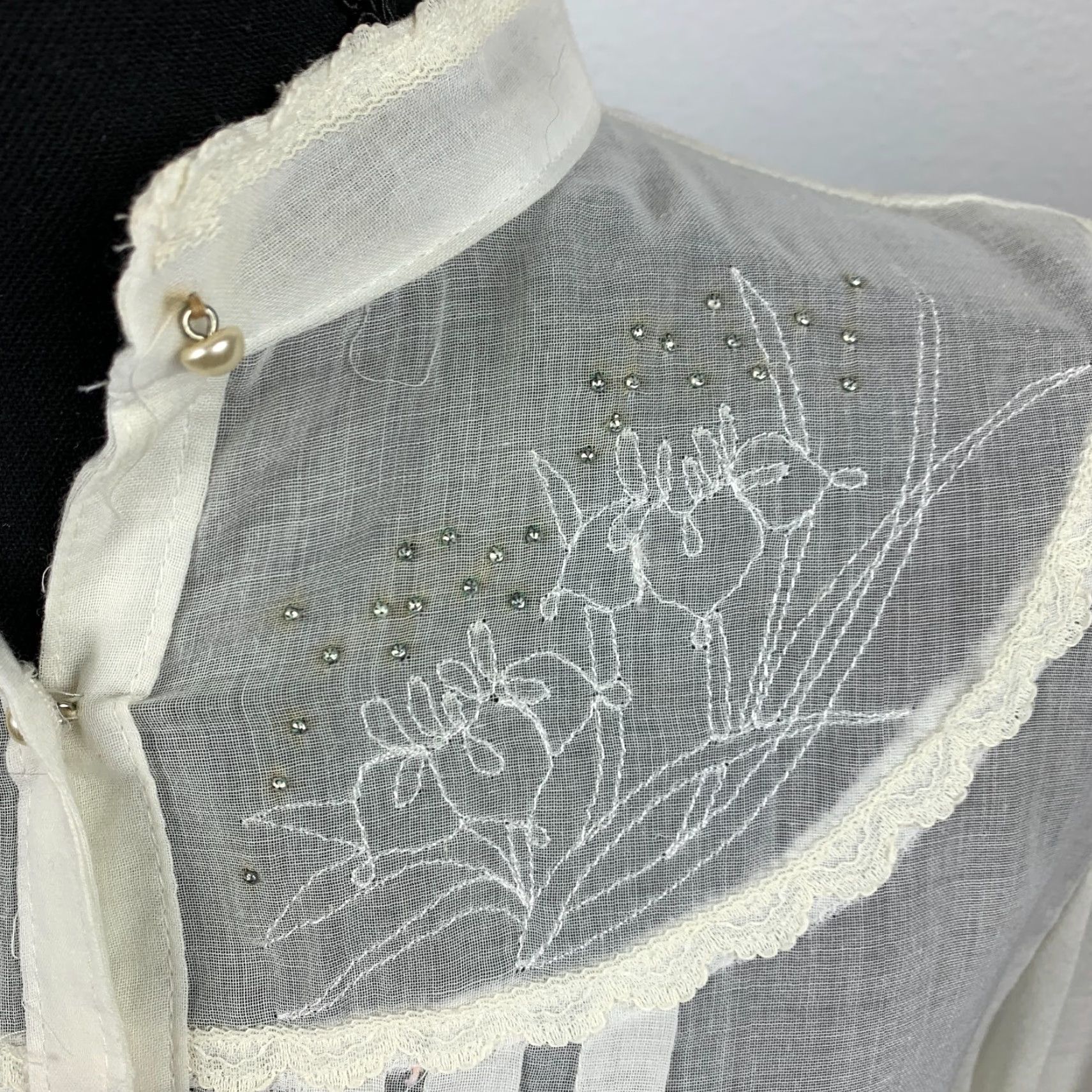 Vintage VINTAGE Jessica's Gunnies Embroidered Peasant Boho Victorian Sheer Top Shirt S Black? Size S / US 4 / IT 40 - 3 Thumbnail