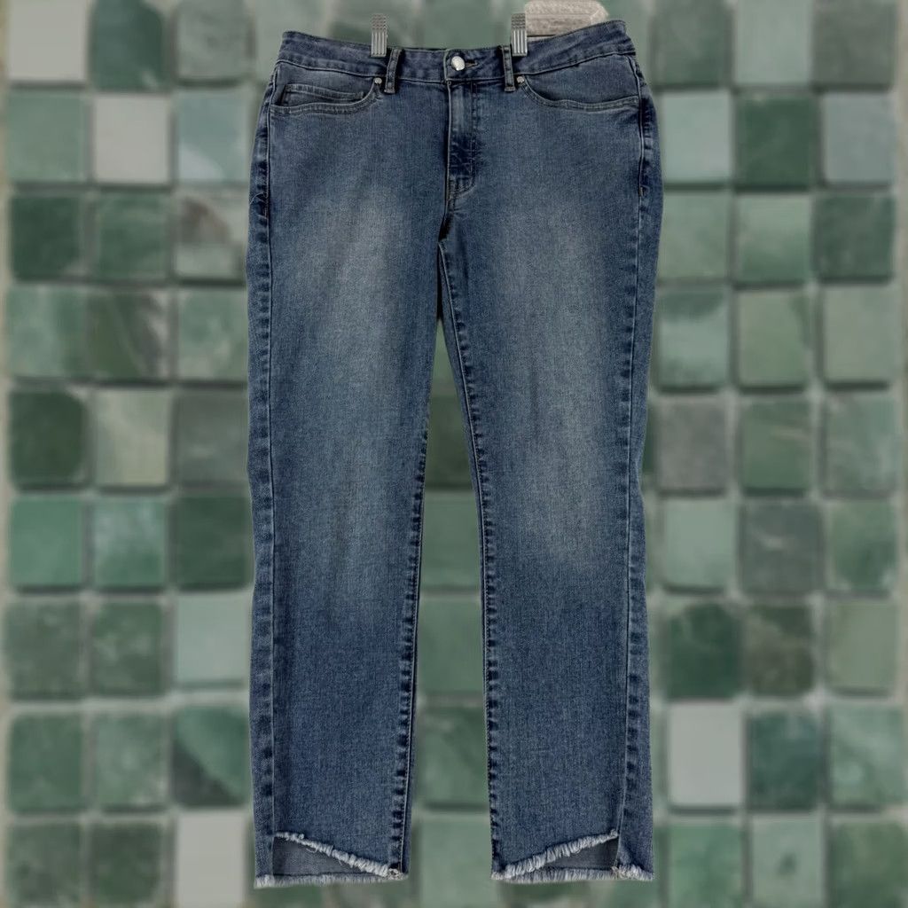 Rebecca Minkoff Rebecca Minkoff Jeans Womens 6P Petite Blue Denim Skinny Mid Rise Raw Hem 90s Bohemian Hippie Fashion Clothing Mens Womens Girls Boys Size 28" / US 6 / IT 42 - 1 Thumbnail