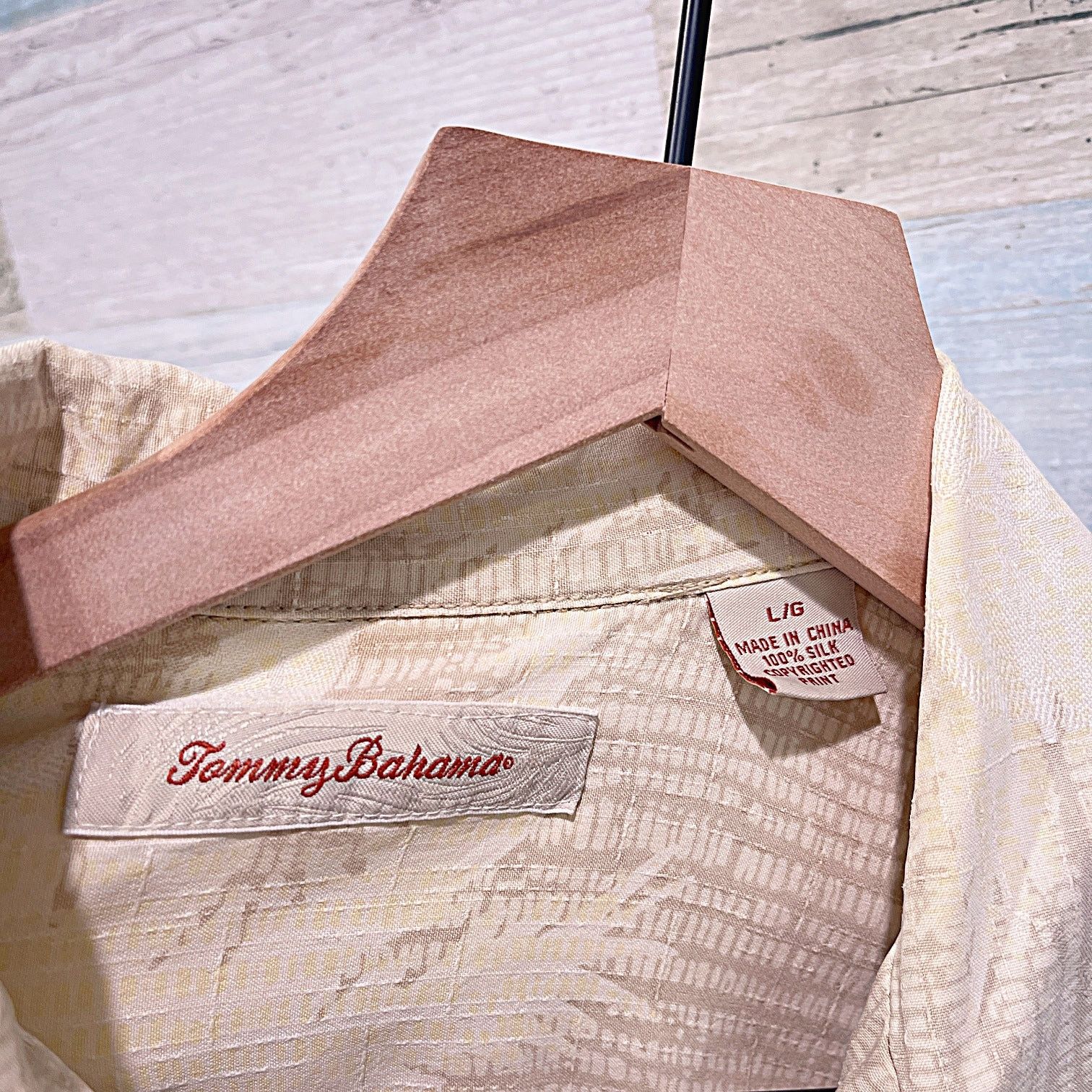 Tommy Bahama TOMMY BAHAMA 100% Silk Hawaiian Camp Shirt Khaki Mens Large Size US L / EU 52-54 / 3 - 6 Thumbnail