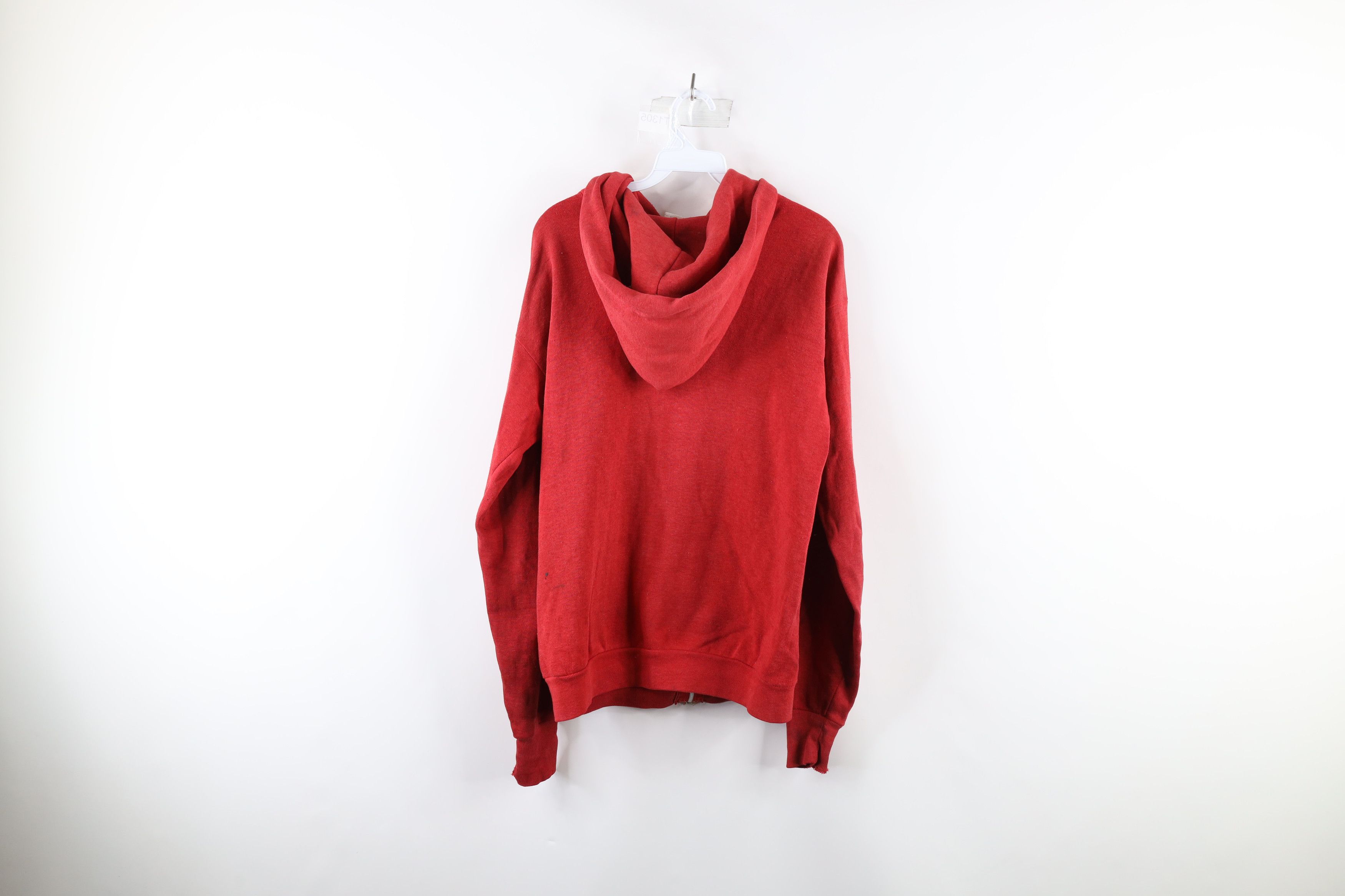Vintage Vintage 70s Streetwear Full Zip Hoodie Sweatshirt Red USA Size US L / EU 52-54 / 3 - 13 Thumbnail