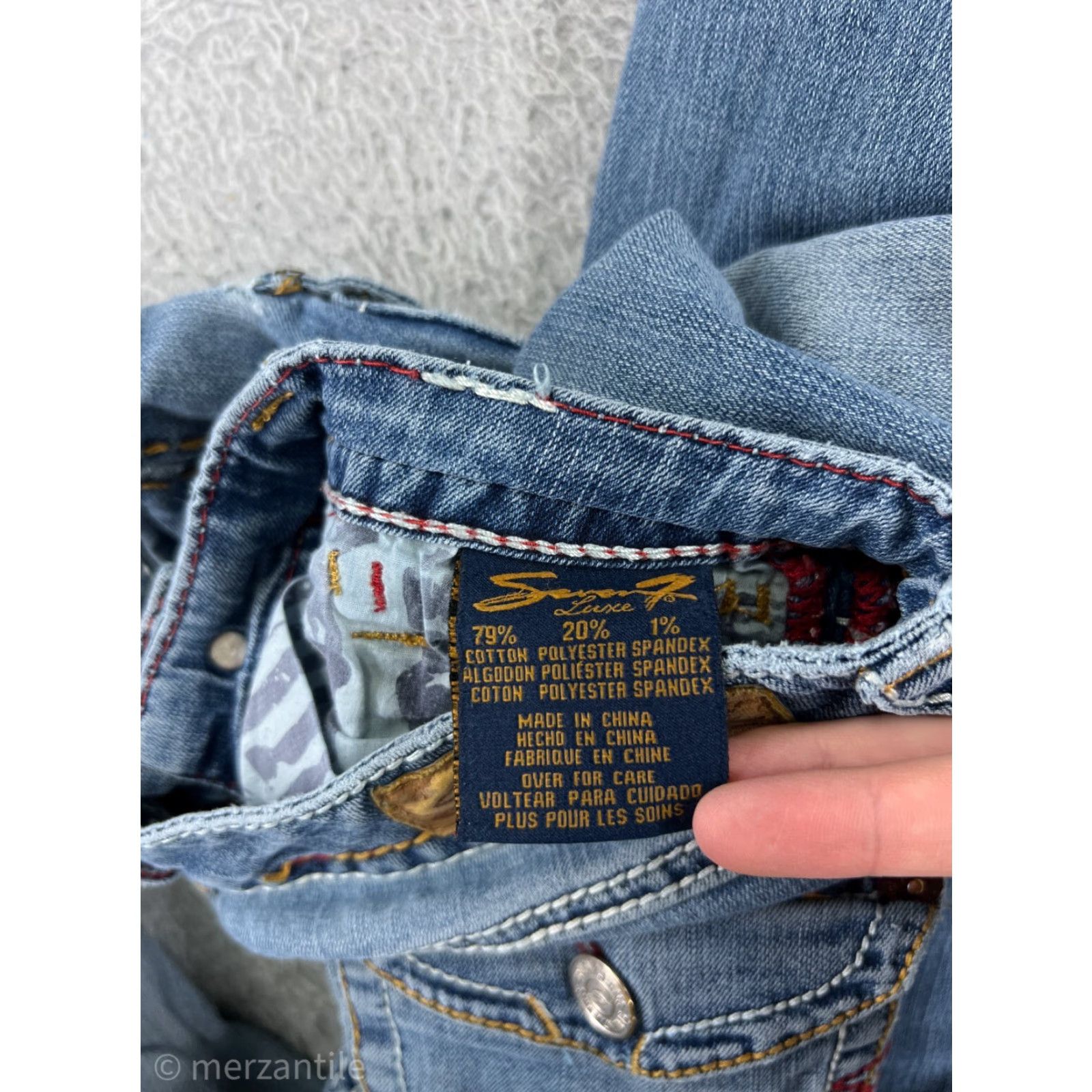 Vintage Seven7 Jeans Women Jeans Low Rise Skinny Blue 28 in 5-Pocket Denim Stretch Embroidered Cotton Vintage No Women Size 28" / US 6 / IT 42 - 5 Thumbnail