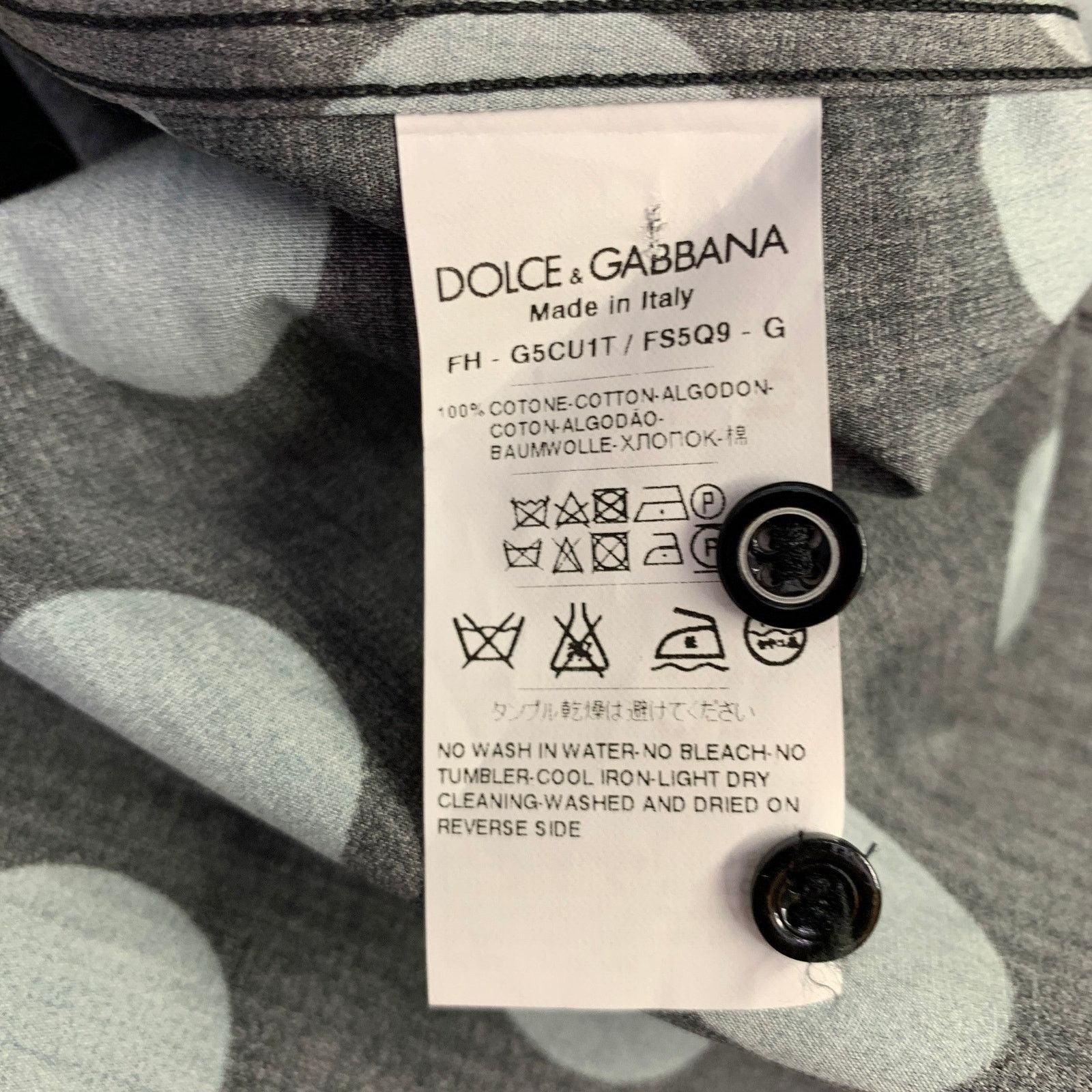 Dolce & Gabbana Size 38 Black Blue Dots Cotton Epaulettes Long Sleeve Shirt Size US S / EU 44-46 / 1 - 6 Thumbnail