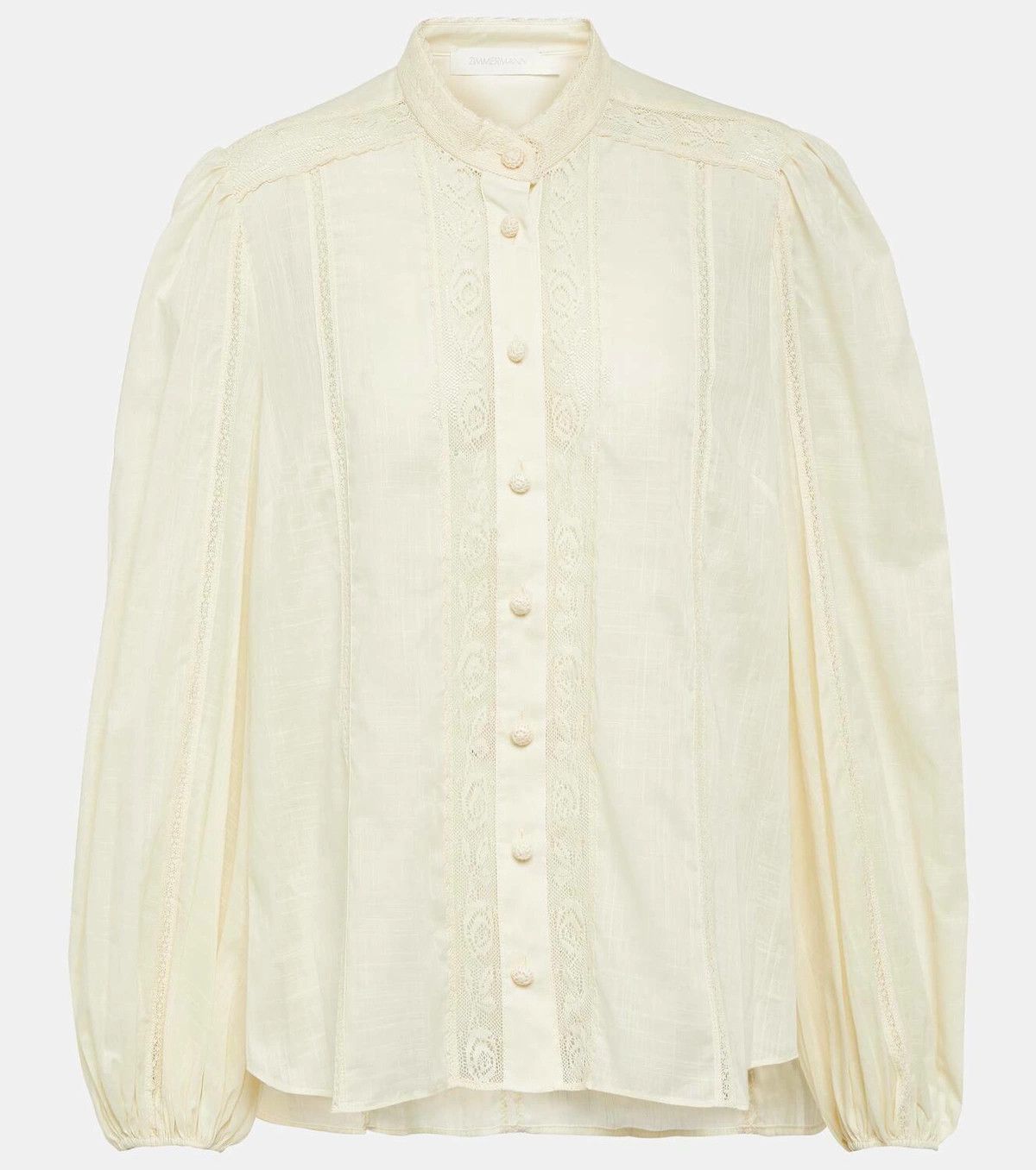 Zimmermann oc11z0226 Halliday Lace-Trimmed Cotton-Voile Shirt In Cream Size M / US 6-8 / IT 42-44 - 1 Thumbnail