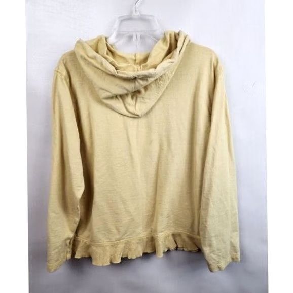 Vintage Focus Lagenlook Hoodie Large Yellow Full Zip Ruffle Hem Coastal Casual Women’s L Hoodie Size L / US 10 / IT 46 - 7 Thumbnail