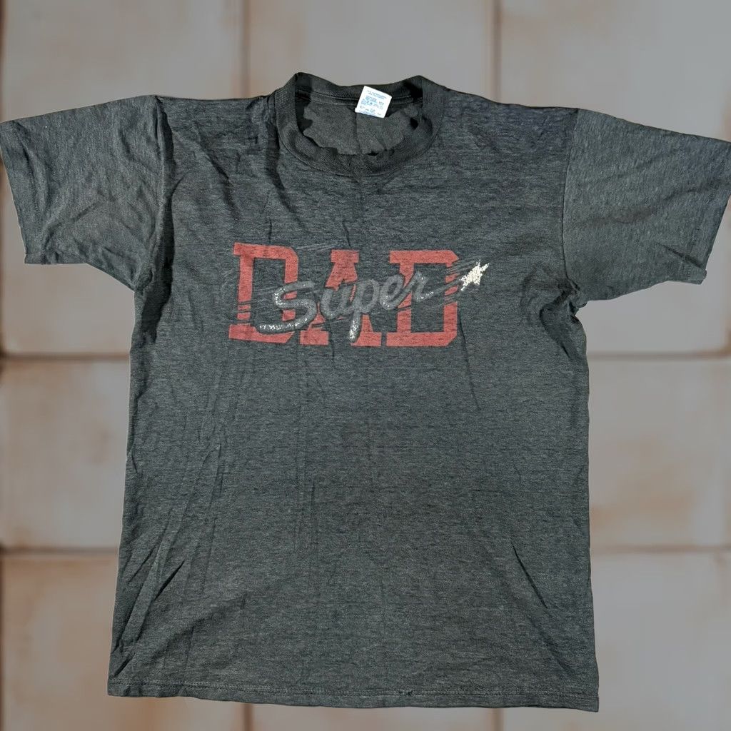 Jerzees VINTAGE Jerzees T Shirt Super Dad Gray 90s SZ M Mens Size US M / EU 48-50 / 2 - 1 Thumbnail