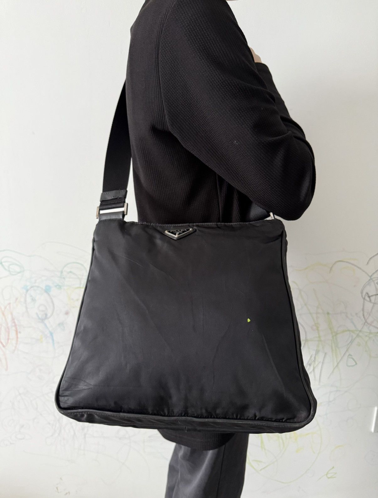 Prada Black Medium Sling Crossbody Messenger Bag, Men's
