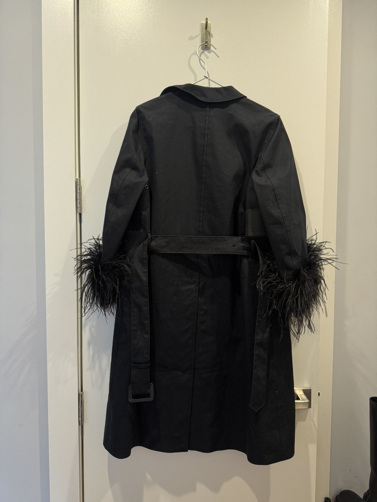 Prada Prada 2017 Feather-Accented Trench Coat Black Size S / US 4 / IT 40 - 3 Thumbnail