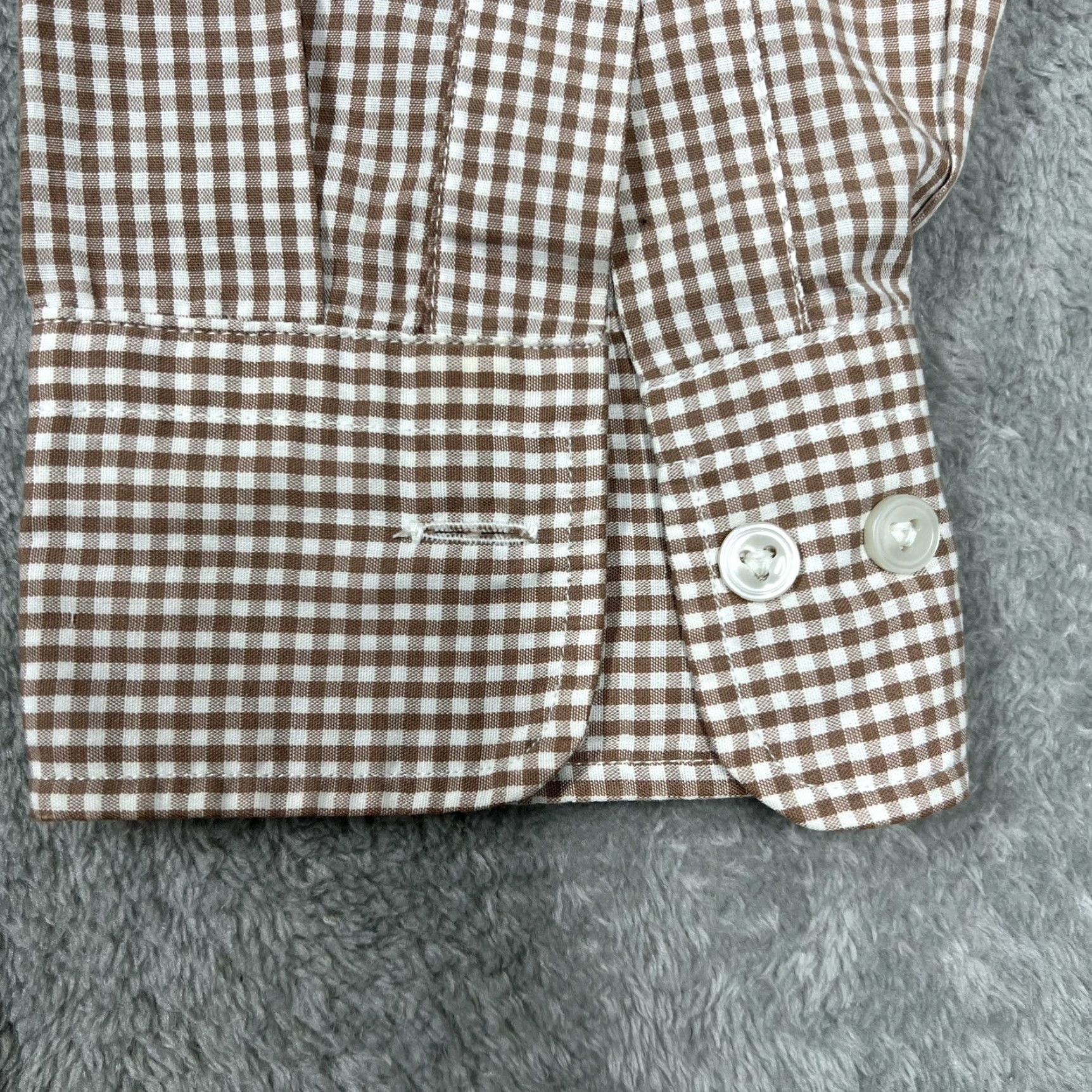 Arrow Arrow Shirt Dress Shirt Long Sleeve Button Up White Brown Check, Large, Men, Regular, Collar Button-Down, Oxford, Vintage No Size US L / EU 52-54 / 3 - 7 Thumbnail