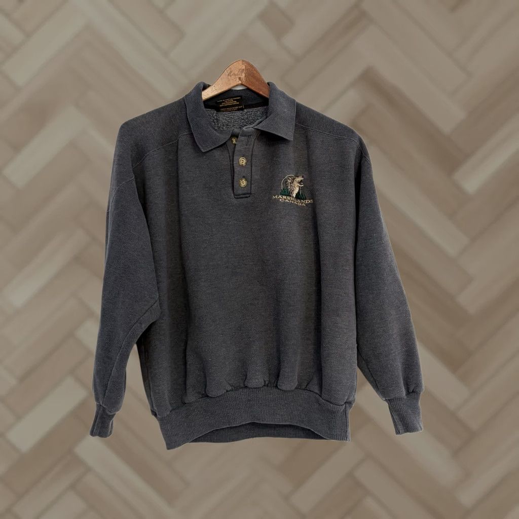 Vintage VINTAGE Marshlands Canada Pullover Sweatshirt Mens Gray M Graphic Print 90s Crew Neck Long Sleeve Cotton Blend Fleece Regular Size US M / EU 48-50 / 2 - 1 Thumbnail