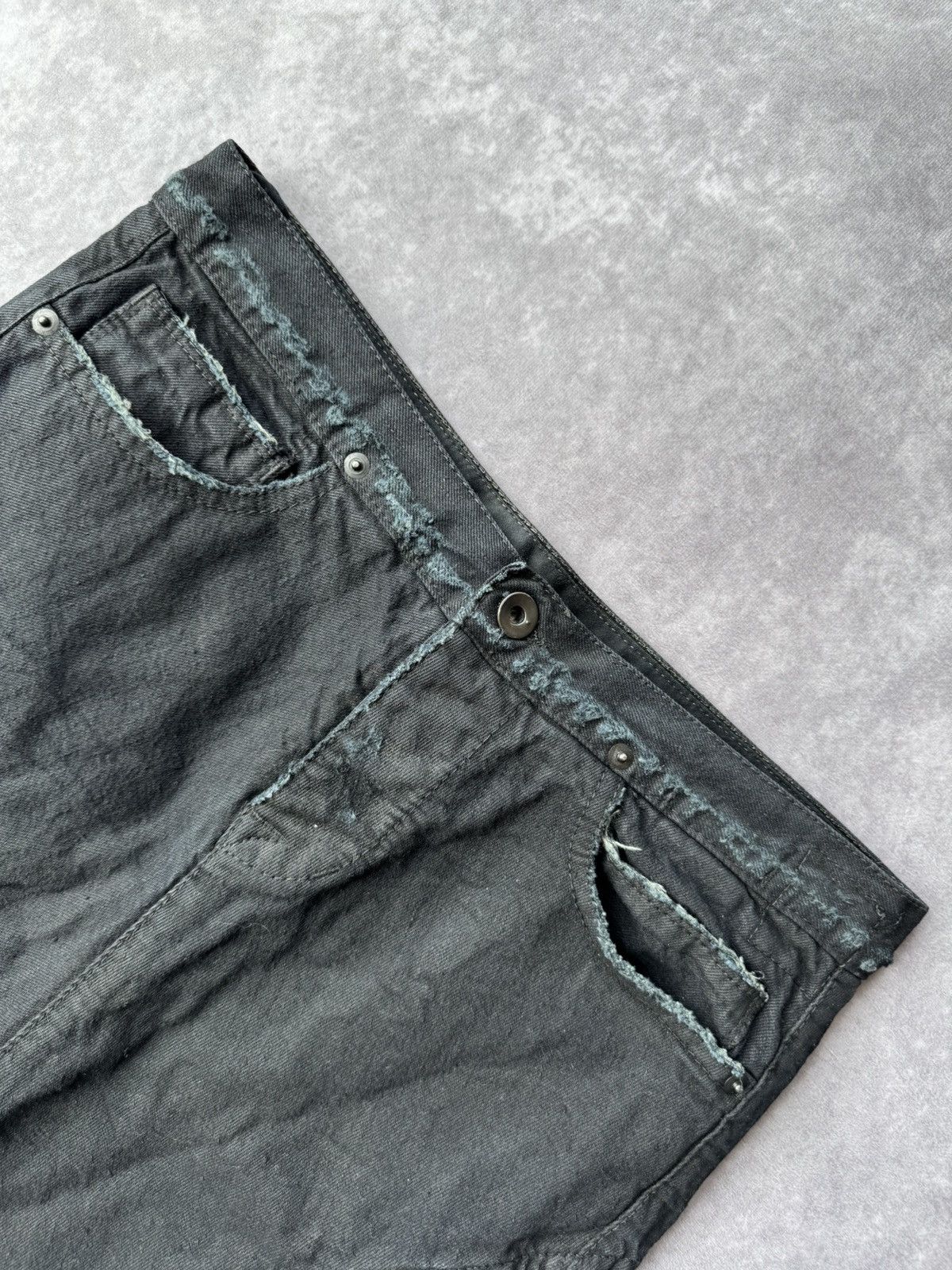 Rick Owens × Rick Owens Drkshdw Rick Owens DRKSHDW Waxed Asymmetrical Denim Skirt Size 27" / US 4 / IT 40 - 5 Thumbnail
