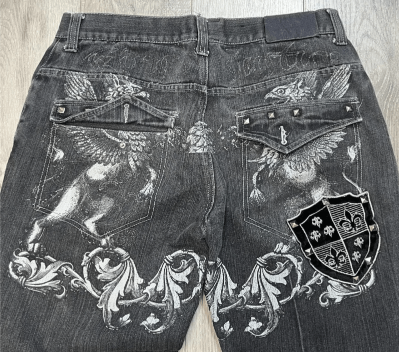 Japanese Brand Oversized Embroidered Baggy Jean Y2K Size US 36 / EU 52 - 3 Thumbnail