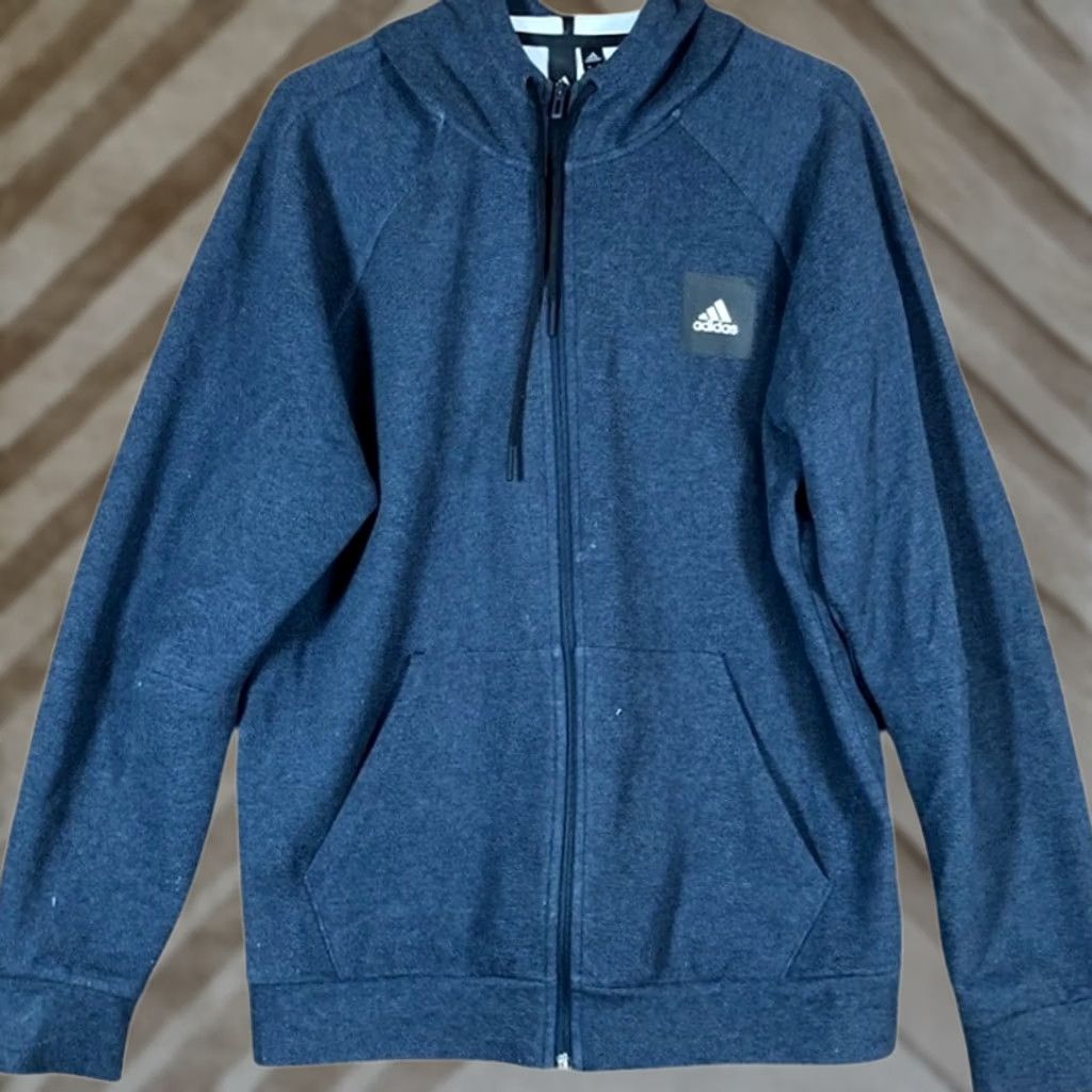Adidas Adidas Mens Jacket Blue Heathered Full Zip Hoodie Casual Body Warmer L Size US L / EU 52-54 / 3 - 1 Thumbnail