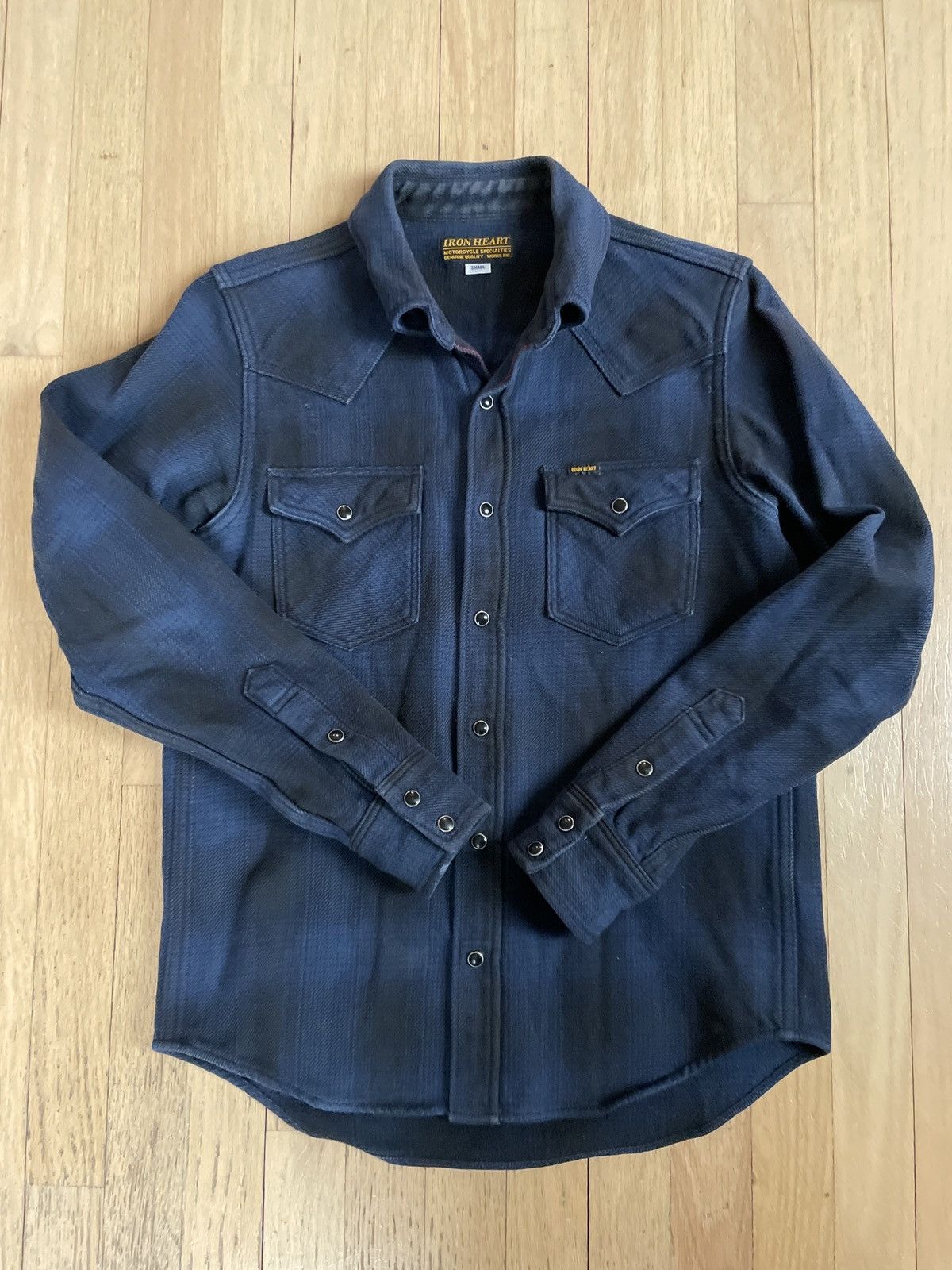 Iron Heart IHSH-264-NAV - UHF Ombré Check Western Shirt - Navy/Black Size US S / EU 44-46 / 1 - 1 Preview