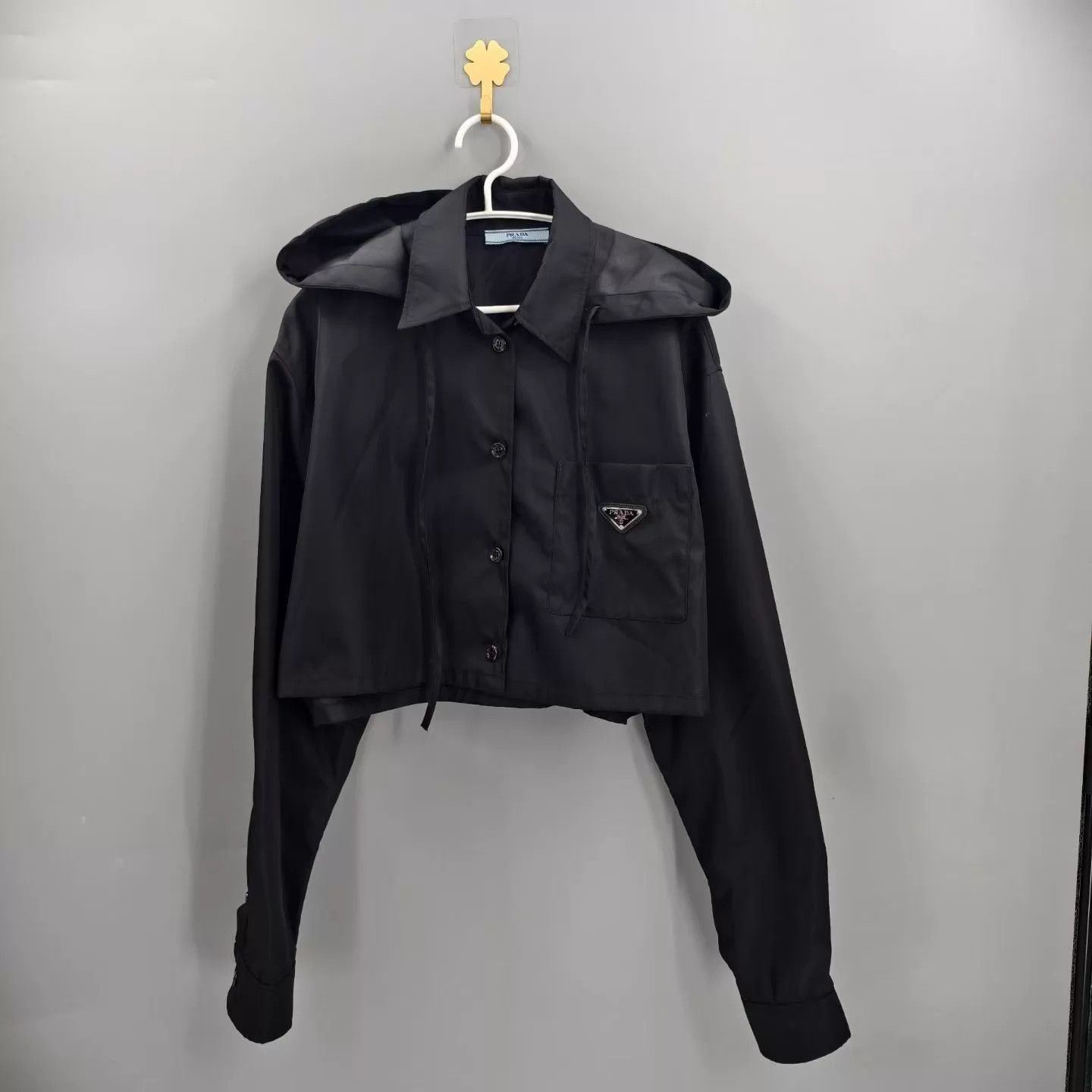 Prada Prada Black Triangle Logo Short Jacket 38 Size XS / US 0-2 / IT 36-38 - 1 Thumbnail