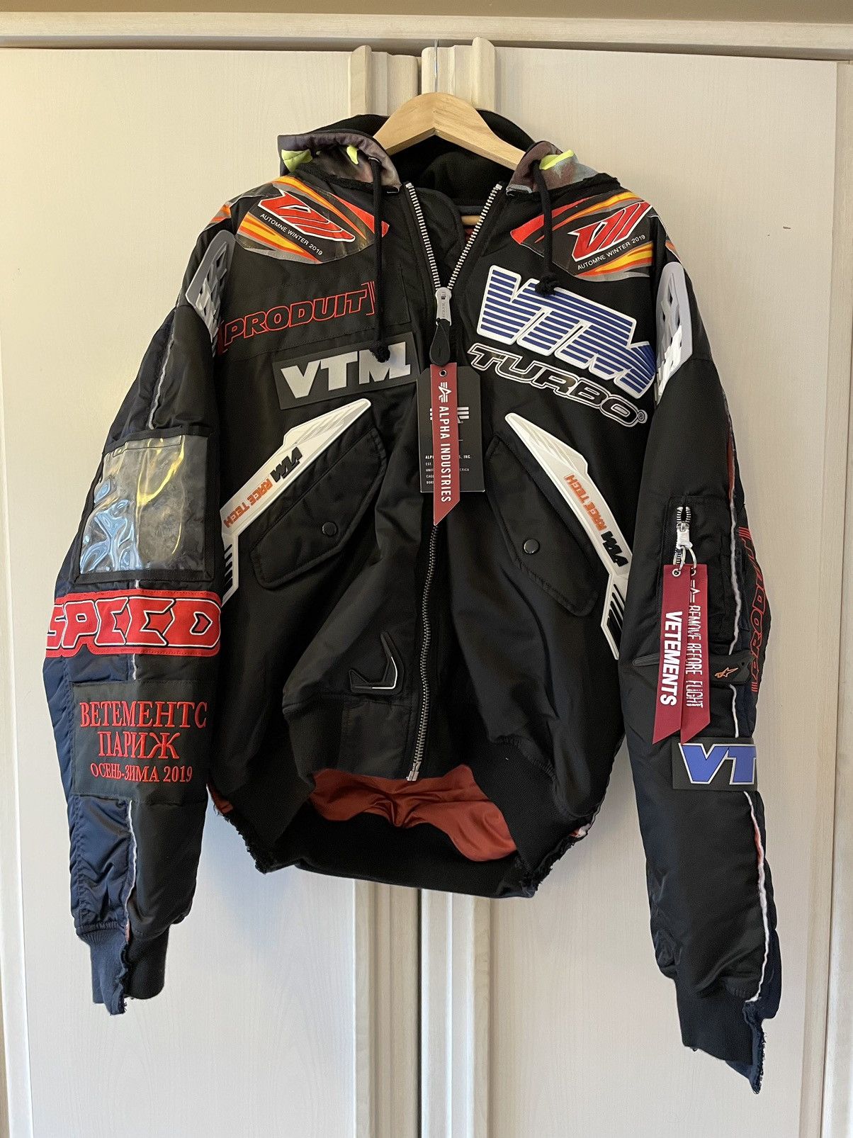 Vetements oversized outlet racing bomber jacket