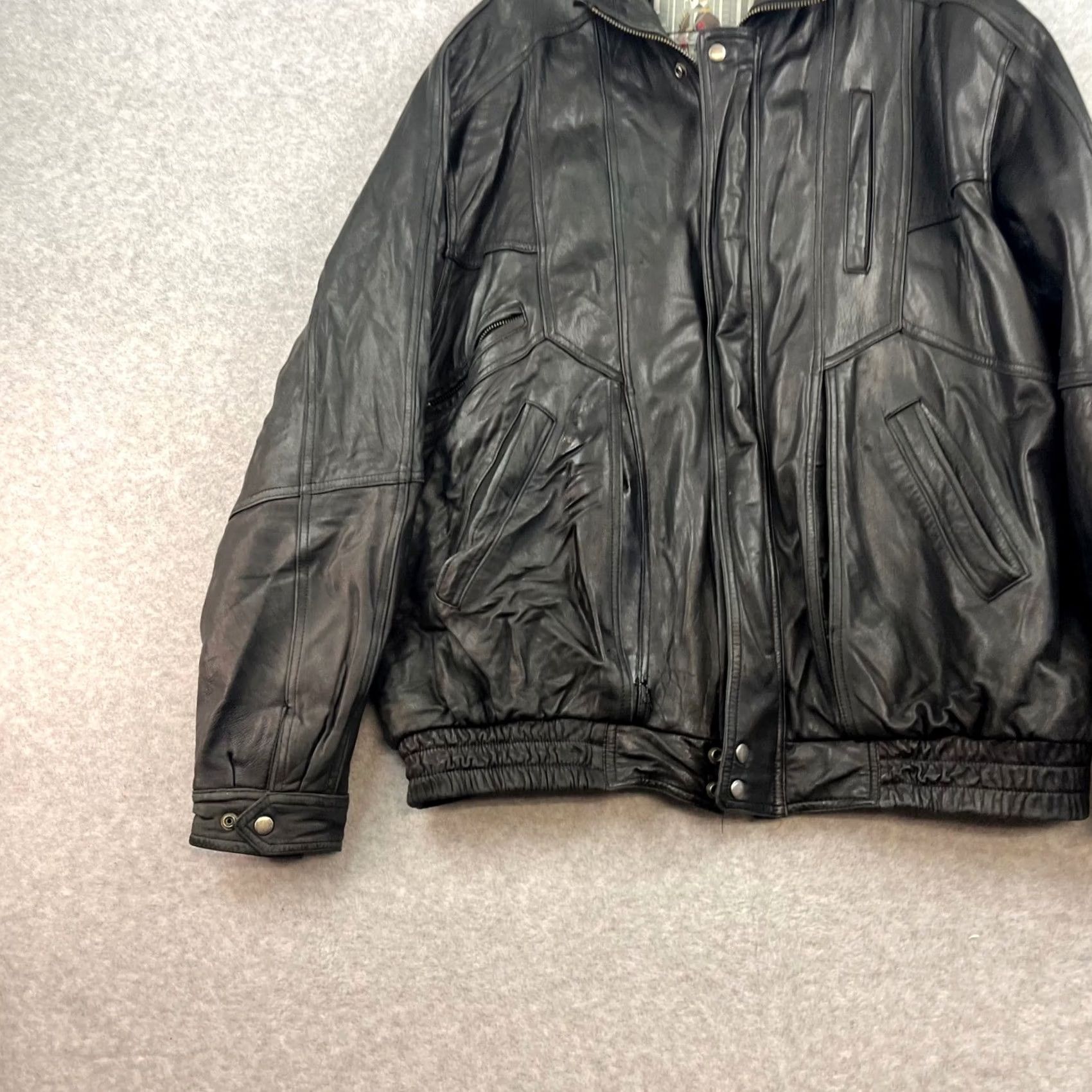 Vintage VINTAGE Black Leather XL Jacket Urban Cowboy Coat Men XL Zip Button Closure Size US XL / EU 56 / 4 - 2 Thumbnail