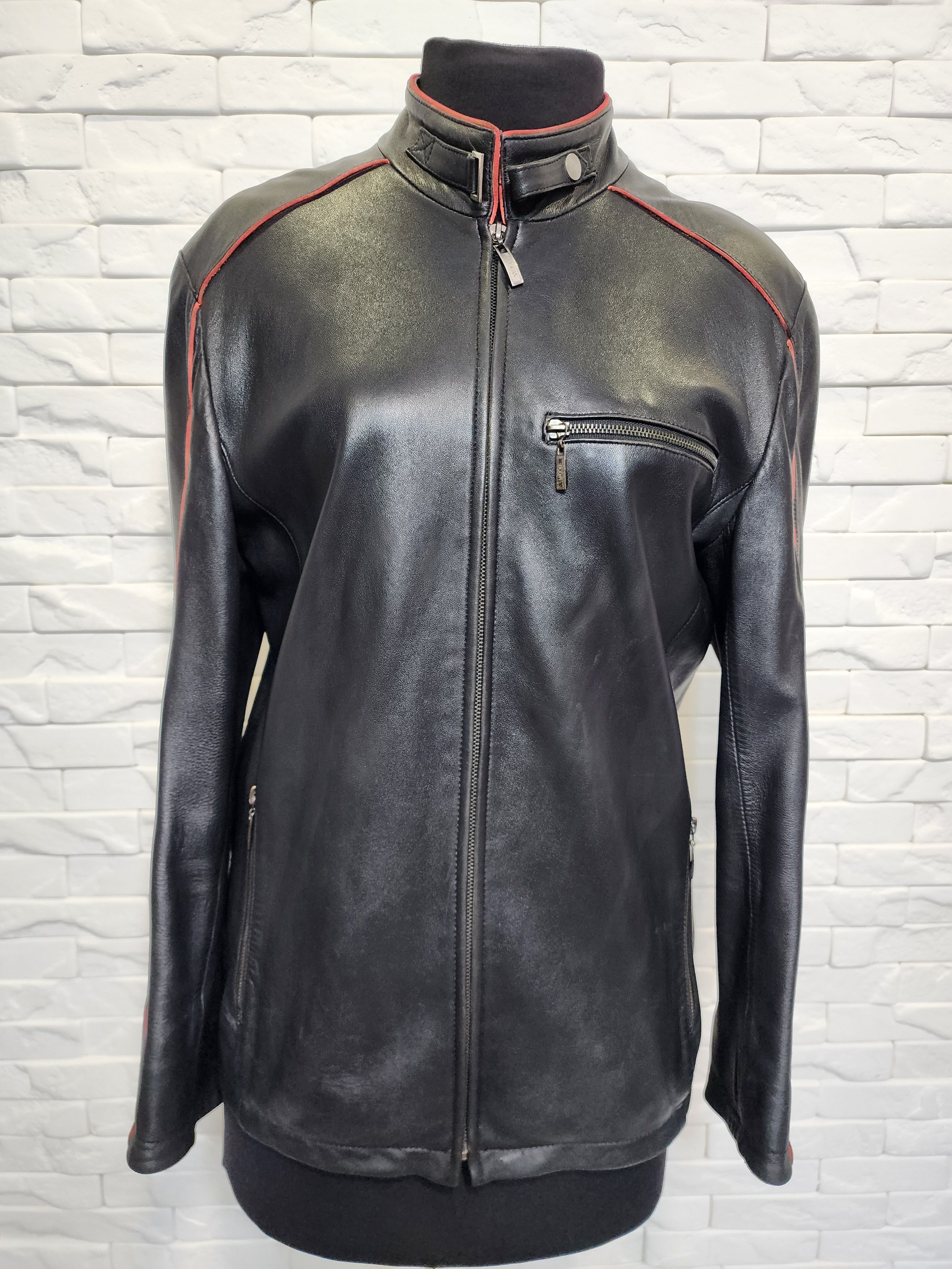 Stylish Black Genuine Leather Jacket: Men's Zippered Style