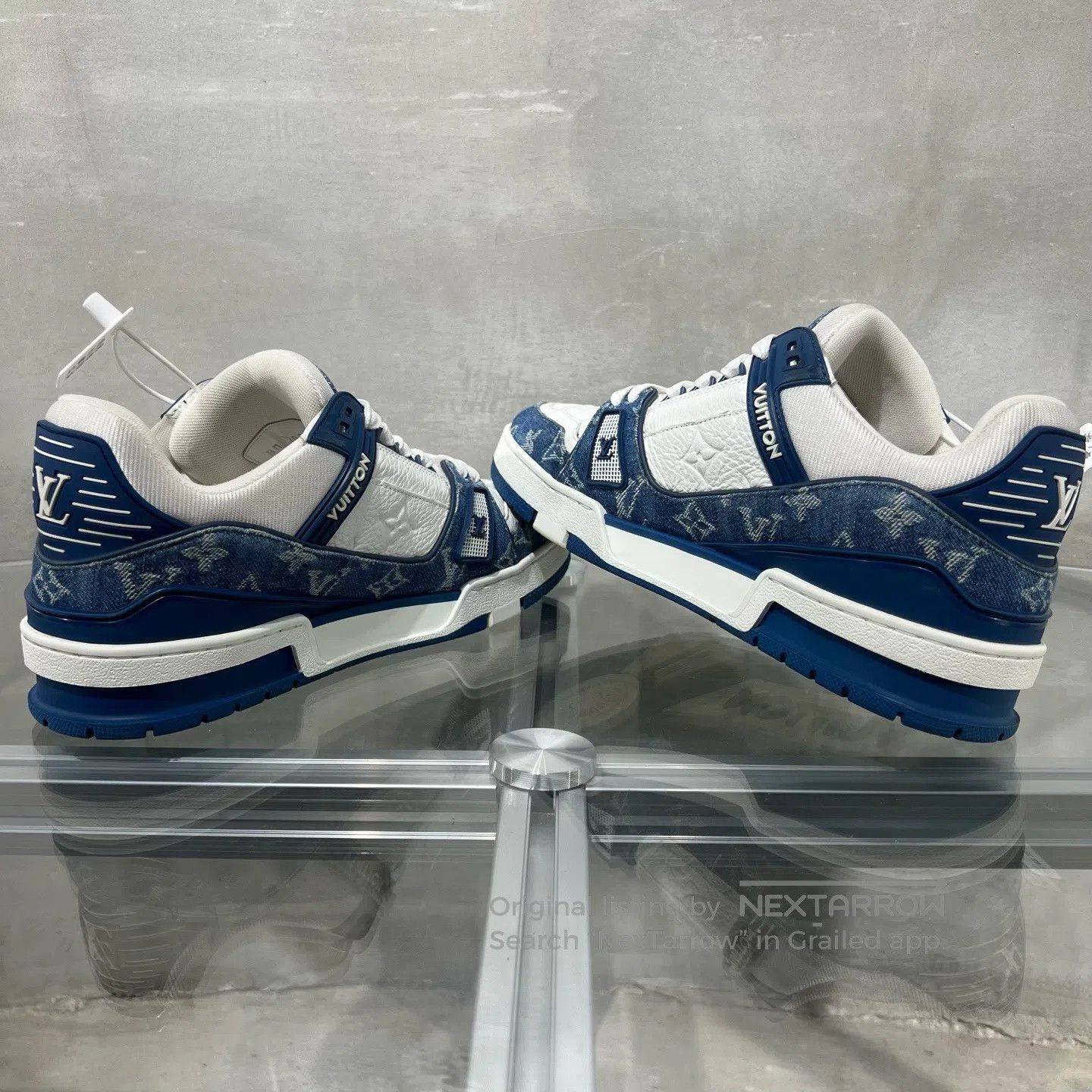 Louis Vuitton Louis Vuitton Trainer White Blue Jeans shoes Size US 7 / EU 40 - 5 Thumbnail