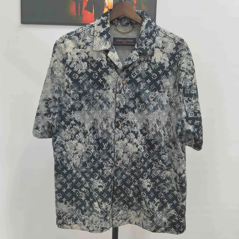 Louis Vuitton Louis Vuitton Summer Navy Blue Cotton Shirt 0089 Size US M / EU 48-50 / 2 - 1 Thumbnail