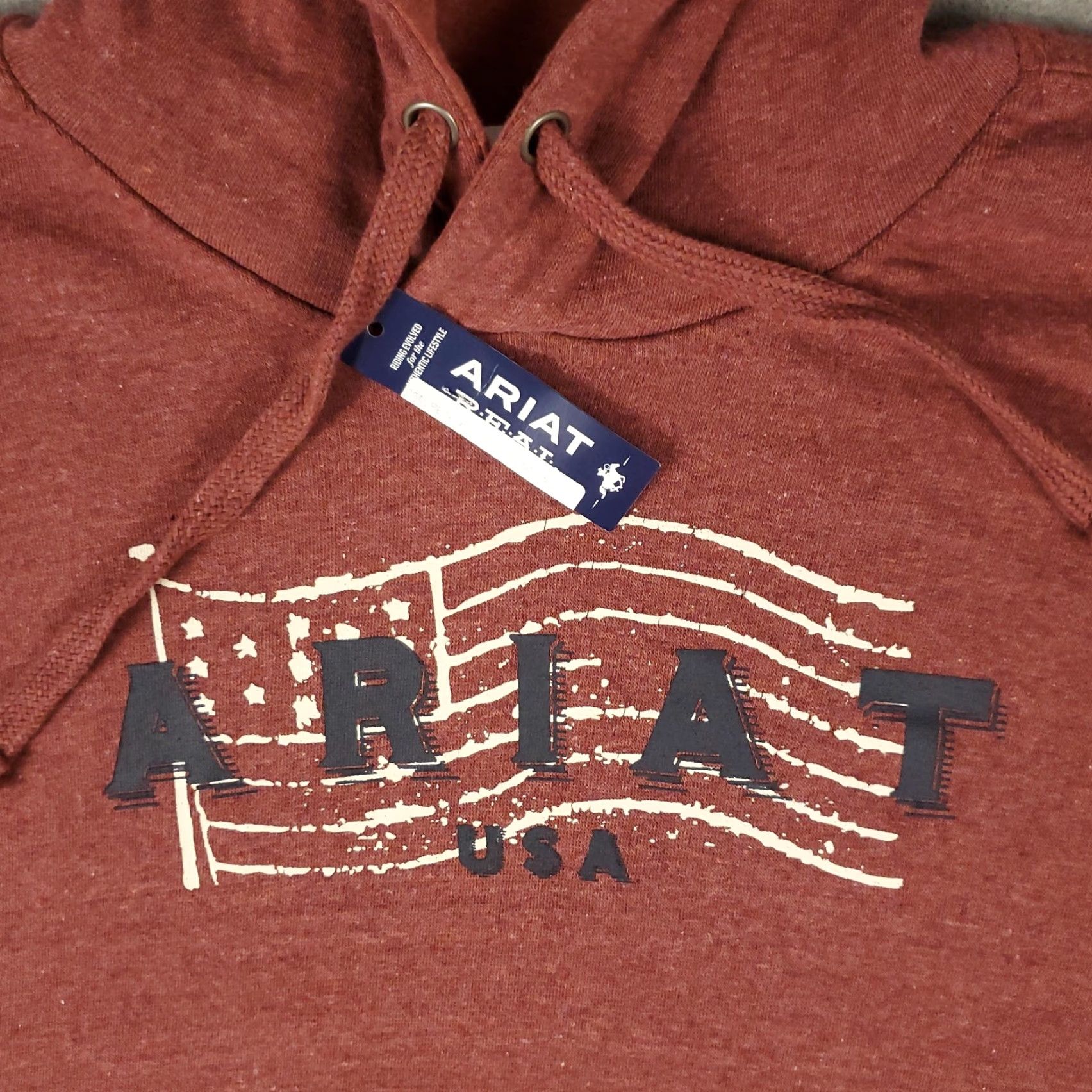 Ariat Ariat Womens Hoodie Pullover Sweatshirt 2XL Red Heather Casual Hooded Pockets Graphic Print Fleece Cotton Polyester USA Western Logo Womens Size XXL / US 16-18 / IT 52-54 - 2 Thumbnail