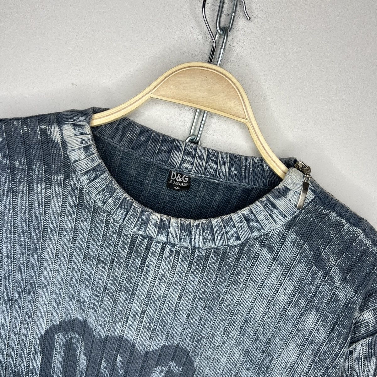 20471120 Washed Dolce Gabbana Style Knit Sweater Thrashed Y2K Size US L / EU 52-54 / 3 - 4 Thumbnail