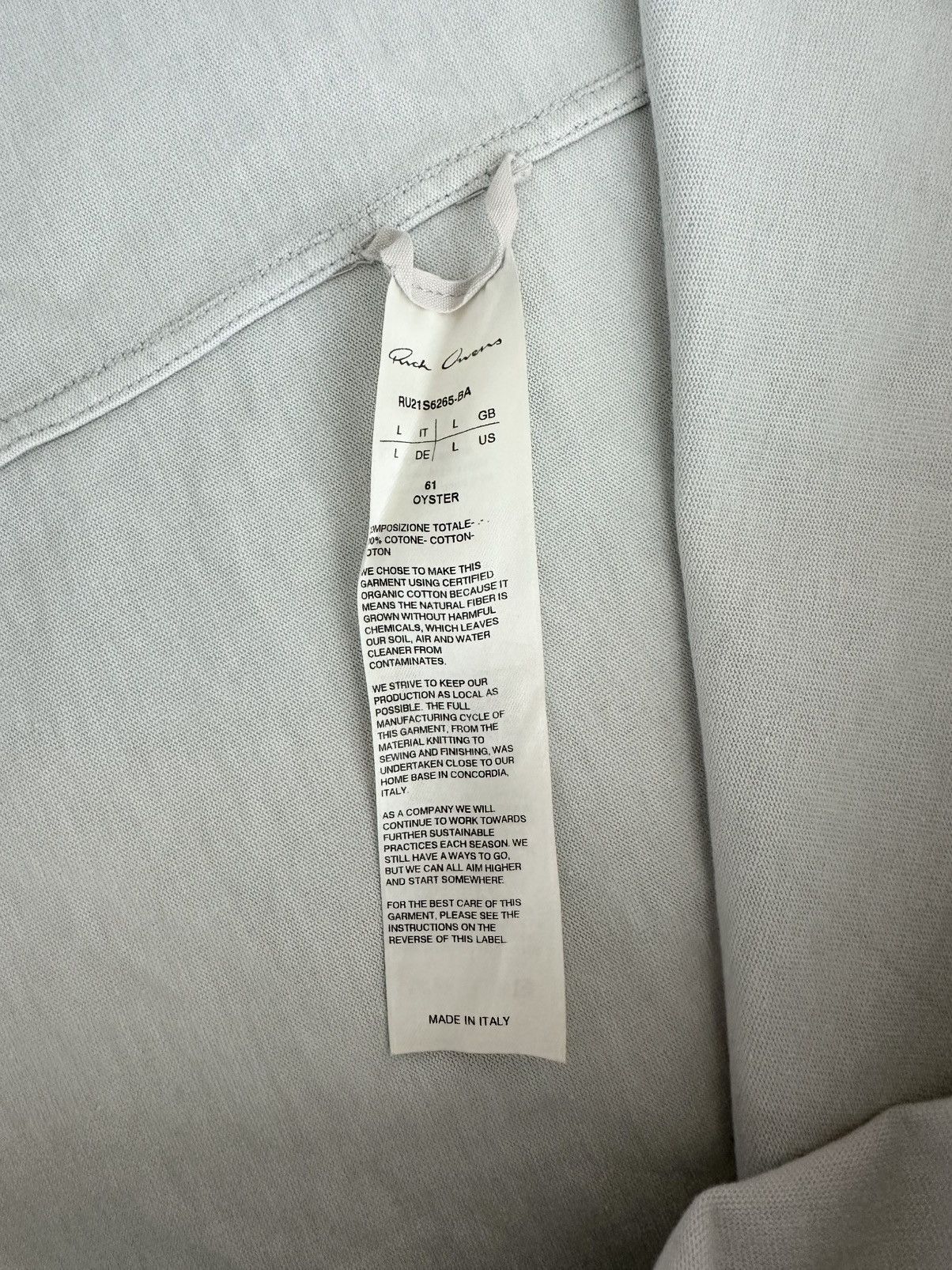 Rick Owens Rick Owens “Oyster” Heavy Knit Tee Size US L / EU 52-54 / 3 - 5 Thumbnail