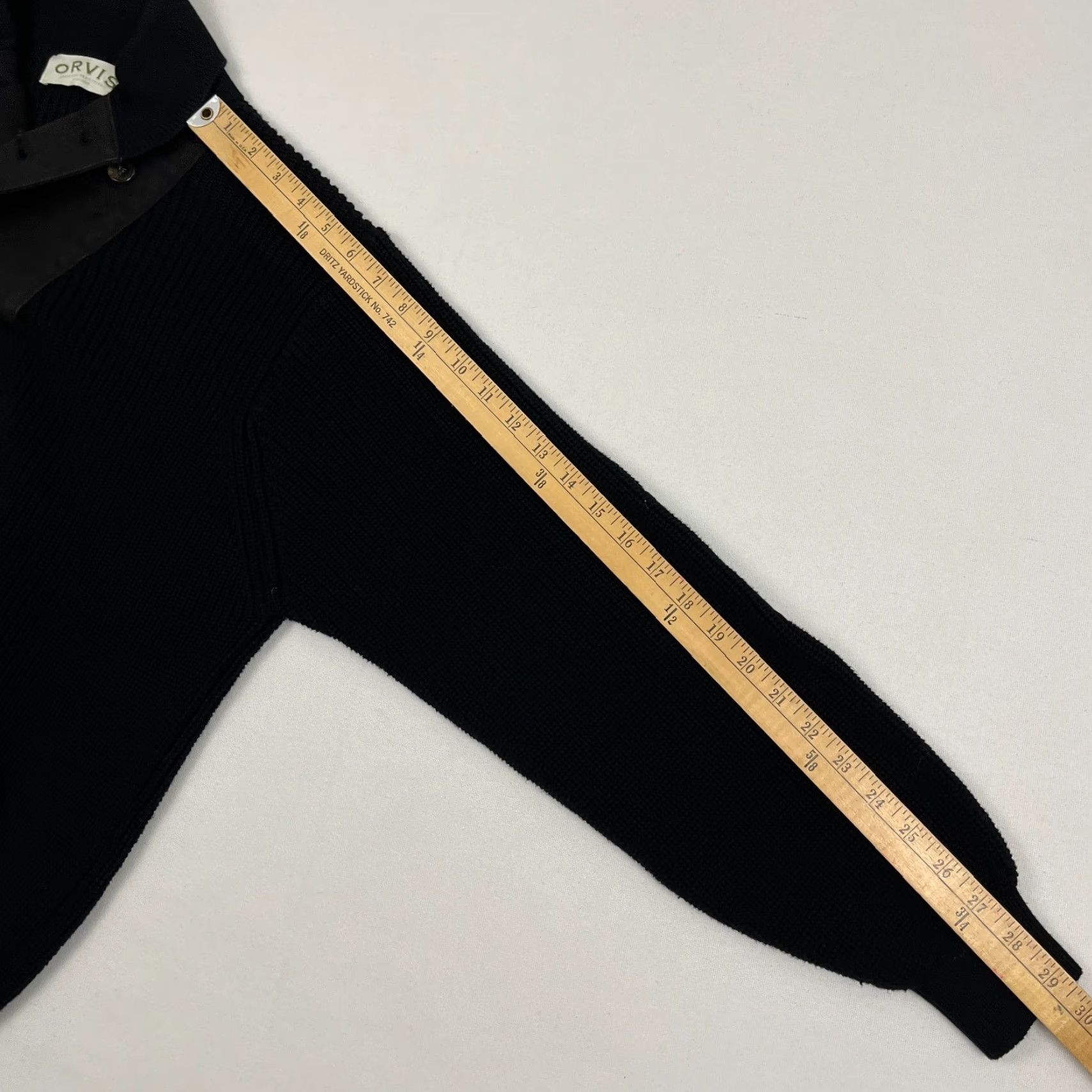 Orvis Orvis Sweater Mens M Black Heavy Knit Elbow Pad Commando Henley Shawl Pullover Size US M / EU 48-50 / 2 - 7 Thumbnail
