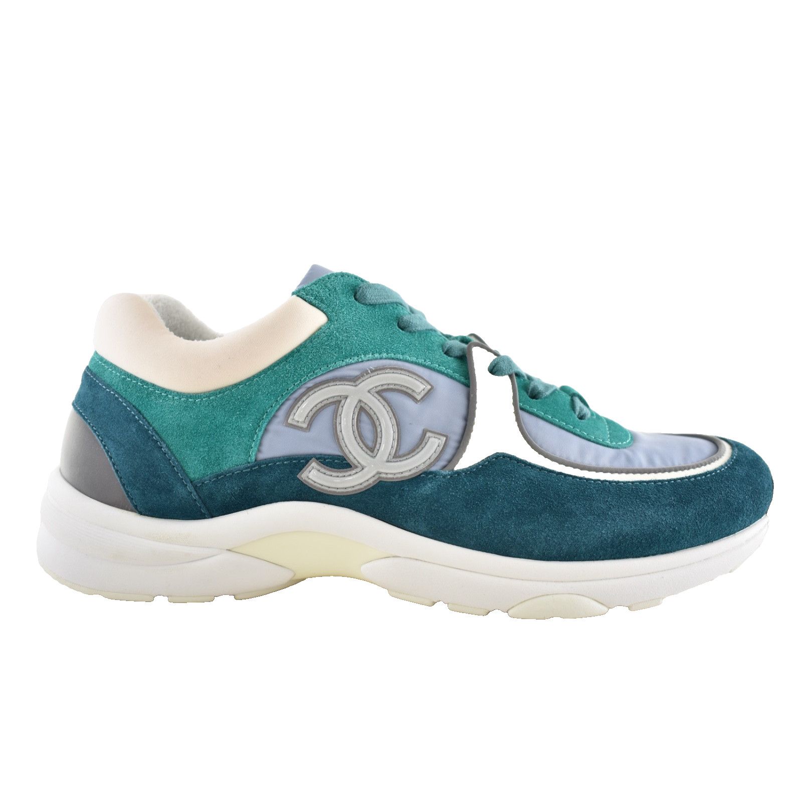 Chanel Chanel 19K Mens Green Grey Teal Blue White CC Logo Size US 11 / EU 44 - 1 Thumbnail