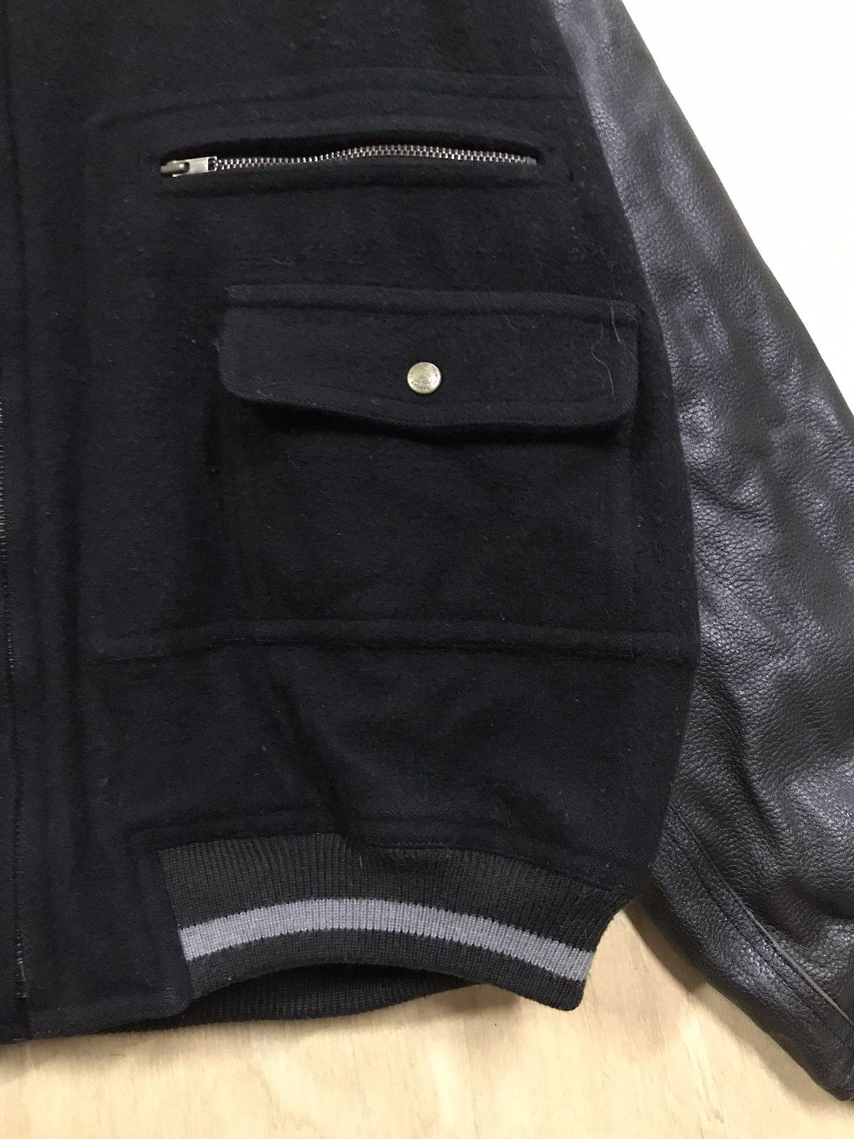 Issey Miyake Vintage 80’s Issey Miyake Leather Sleeve Varsity Jackets Size US M / EU 48-50 / 2 - 13 Thumbnail