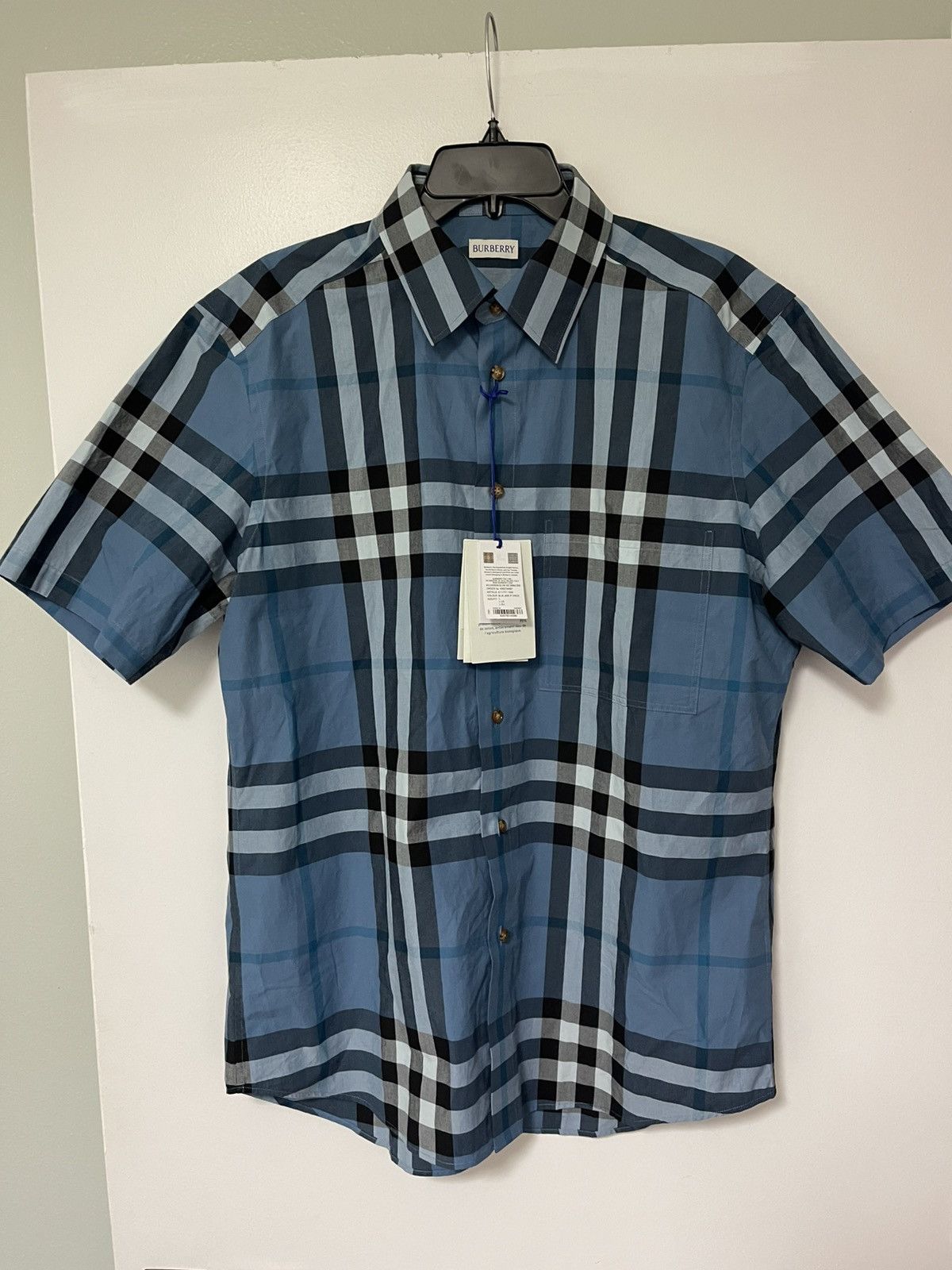 Burberry Burberry Men's Blue Plaid Shirt Size US L / EU 52-54 / 3 - 1 Thumbnail