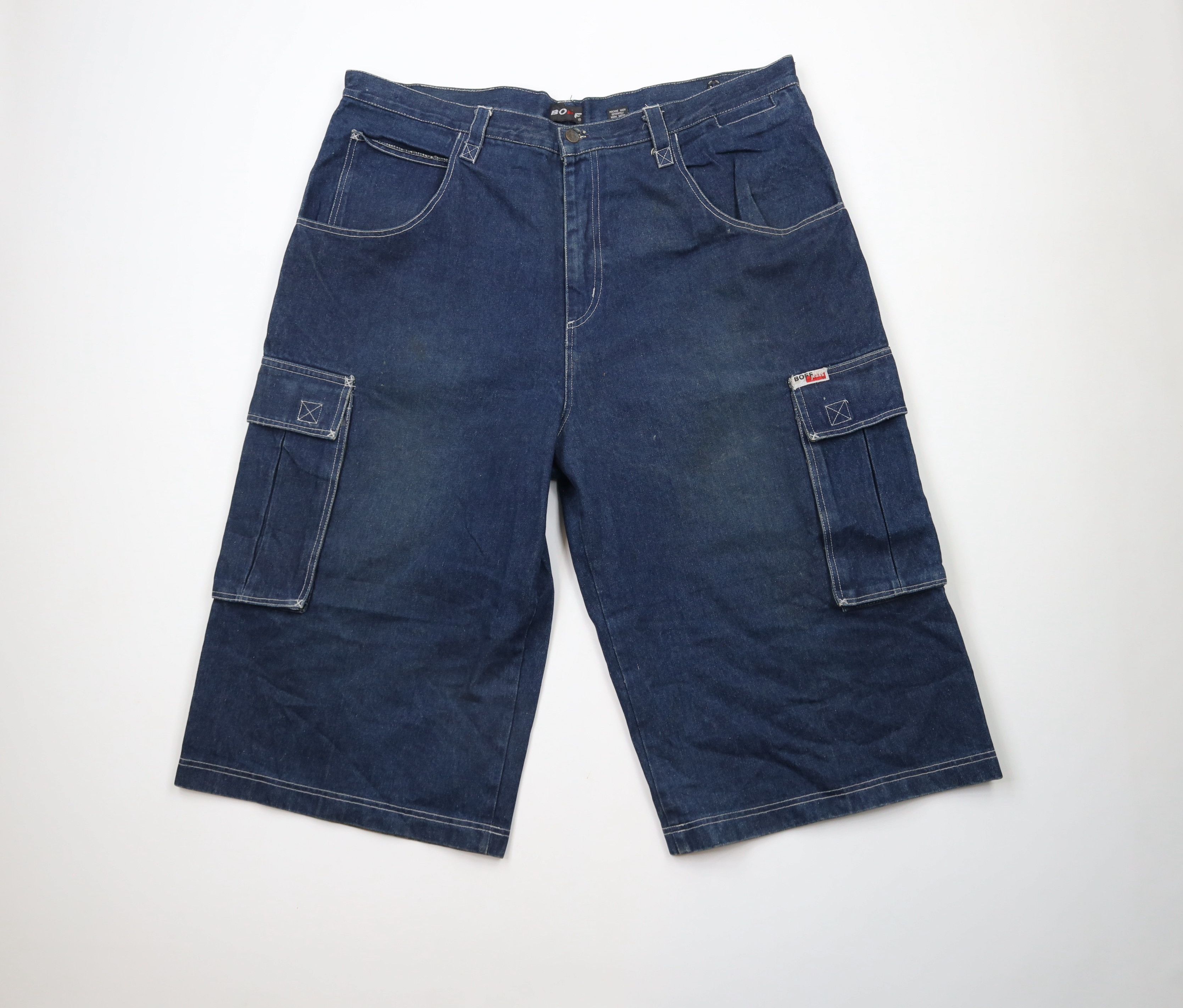 Vintage Vintage 90s Streetwear Baggy Fit Denim Cargo Shorts Jorts Size US 42 / EU 58 - 1 Thumbnail
