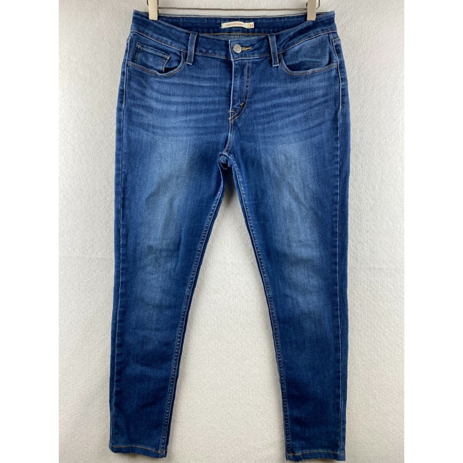 Levi's Levi's 525 Jeans Women 5-Pocket Denim Skinny Blue Dark Wash 32 Regular Stretch Pockets Logo Belt Loops Mid Rise Size 24" / US 00 / IT 34 - 2 Thumbnail