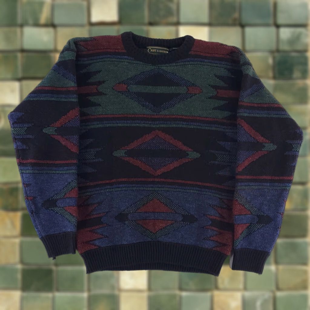 Croft & Barrow Croft & Barrow Patterned Knit Cosby Sweater Black Red Green Blue Mens S Multicolor Pullover Men S Size US S / EU 44-46 / 1 - 1 Thumbnail