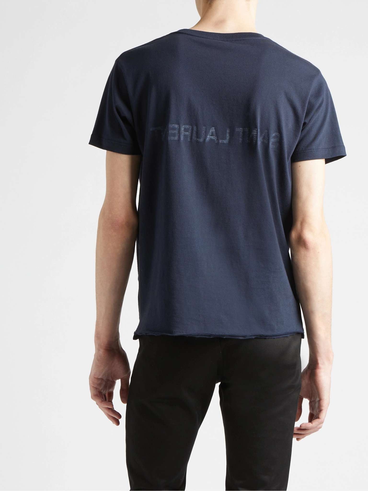 Saint Laurent Paris o1tr1nto0325 663278 Logo-Print T-Shirt in Blue Size US S / EU 44-46 / 1 - 3 Thumbnail