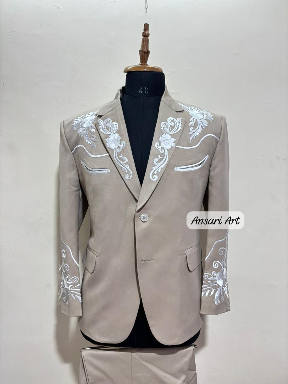 Other Men 2PC Customized Floral Embroidery Western Cocktail outfit Size 44R - 2 Thumbnail