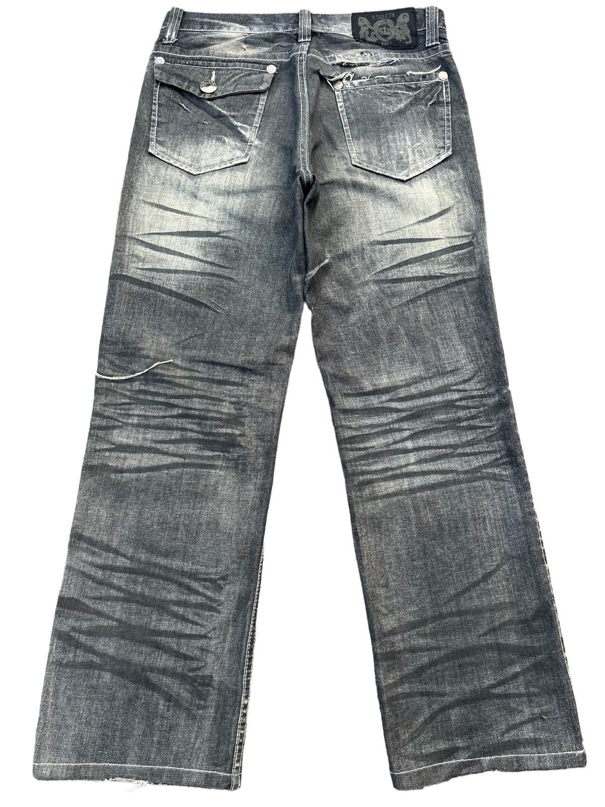 Vintage Japanese Brand Lowbox Distressed Charcoal Faded Jean