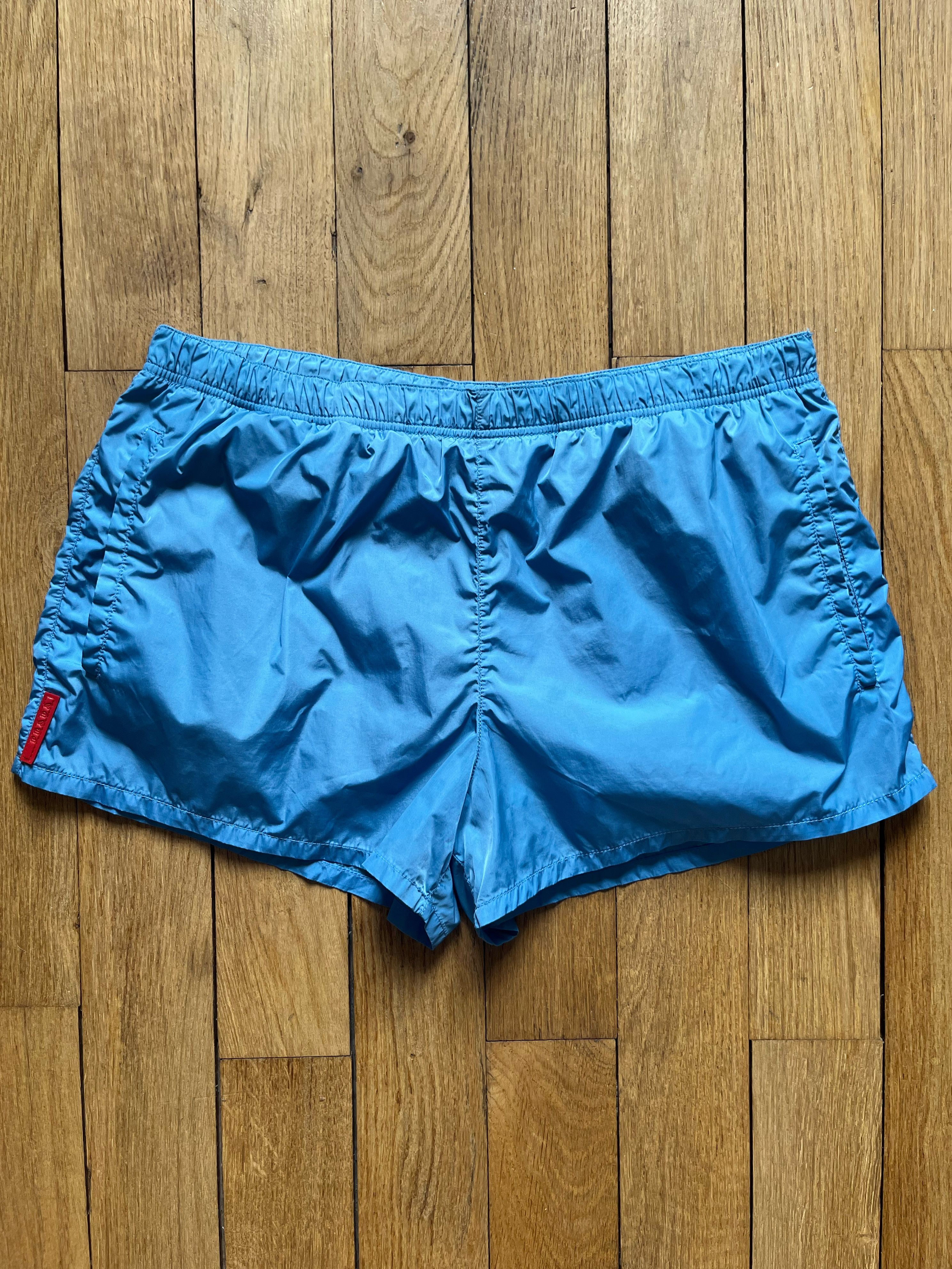 Prada blue nylon swim shorts