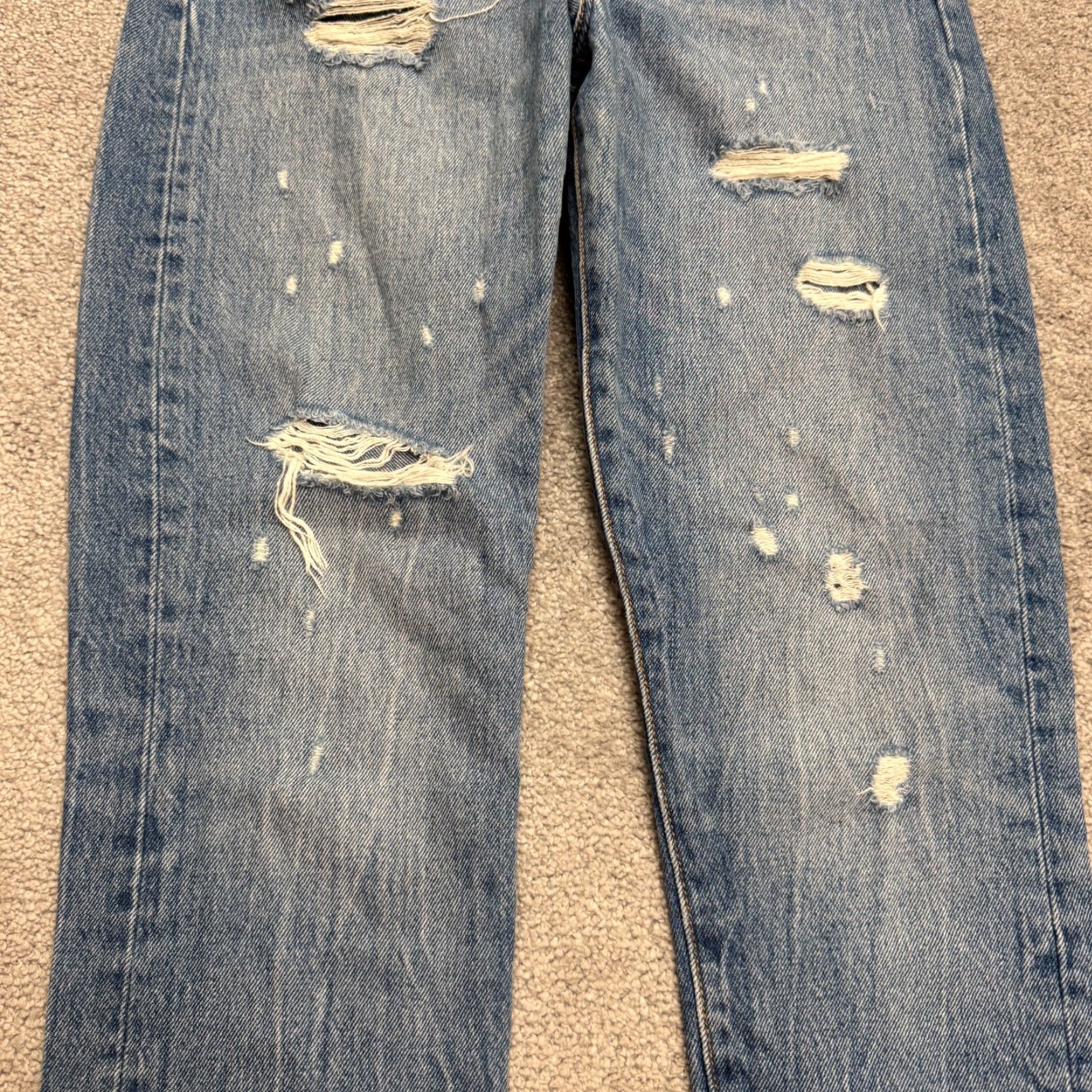 Levi's Levi's 501 Denim Jeans Womens 25 Blue Distressed Straight Fit Regular Button Fly Pockets 5-Pocket Classic Casual Size 42" / US 20 - 7 Thumbnail