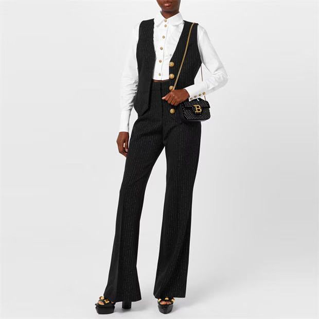 Balmain o1g2r1mq0924 Pinstripe Trousers in Noir Size 31" - 4 Thumbnail
