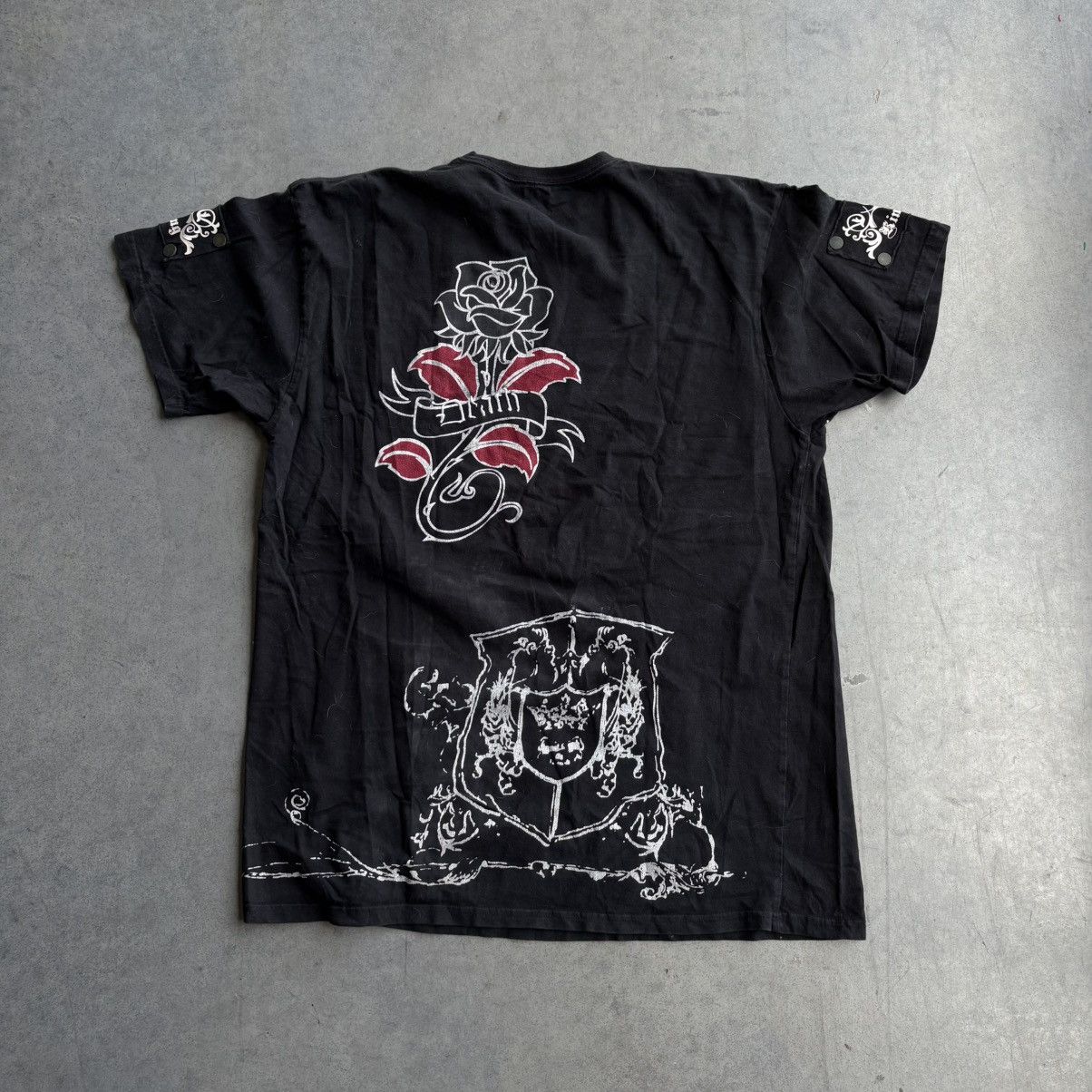 Affliction × Vintage Vintage Black Y2K Affliction Paint Splatter Gothic Shirt Size US XL / EU 56 / 4 - 7 Thumbnail