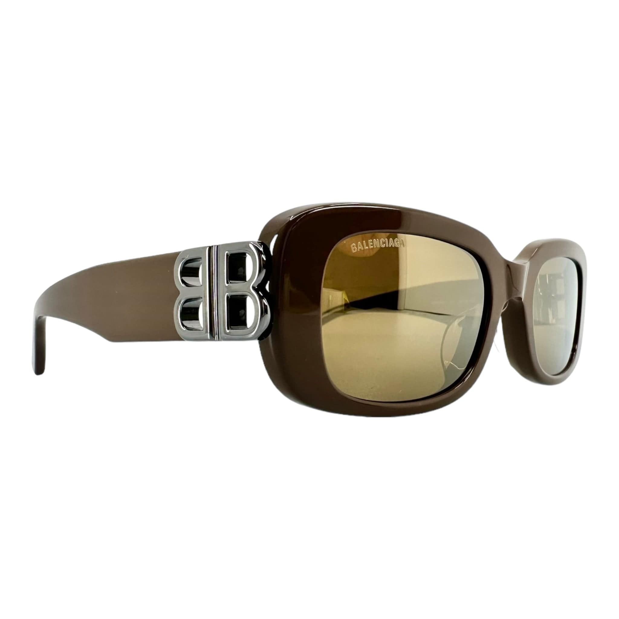 Balenciaga Acetate BB Hinge Oval Frame Sunglasses Brown Size ONE SIZE - 1 Thumbnail